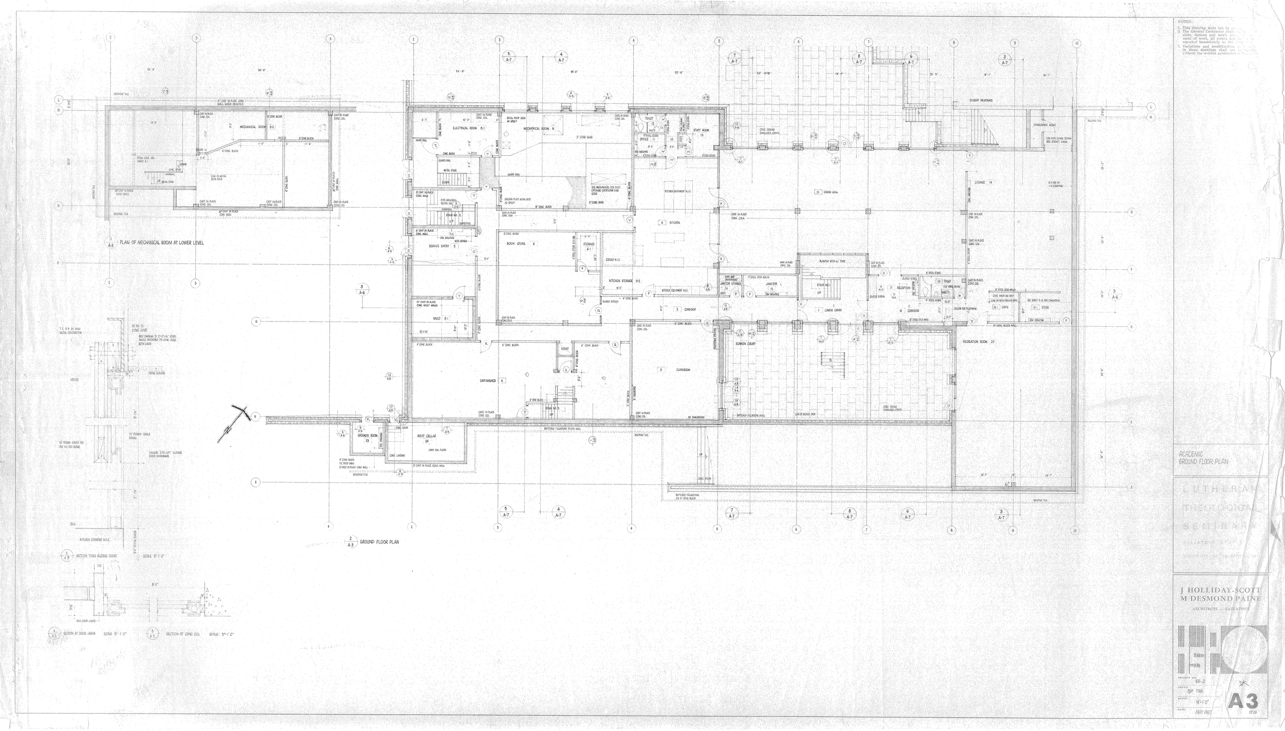 Drawing of the Lutheran Seminary main floor plan.