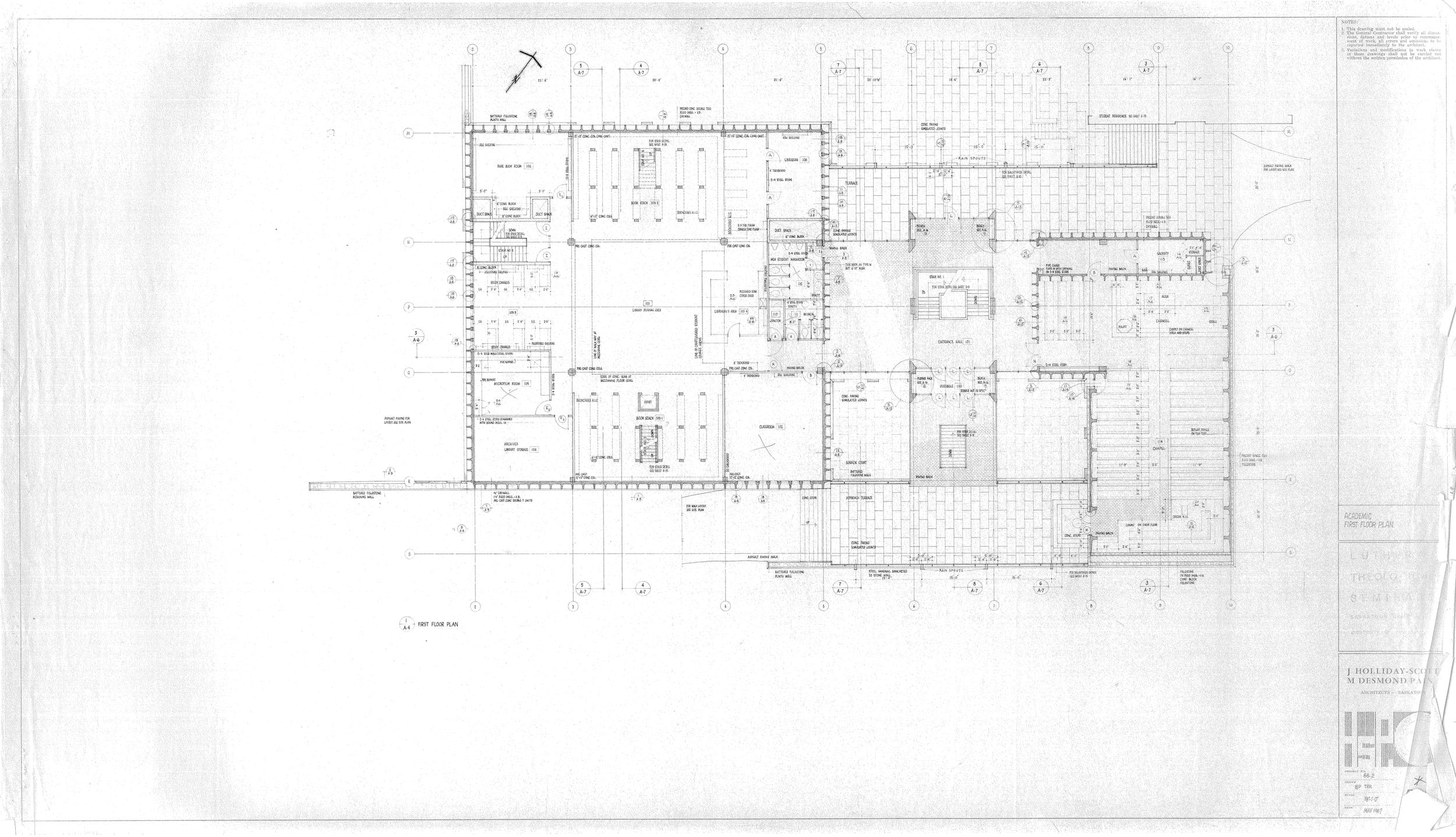 Drawing of the Lutheran Seminary second floor plan.