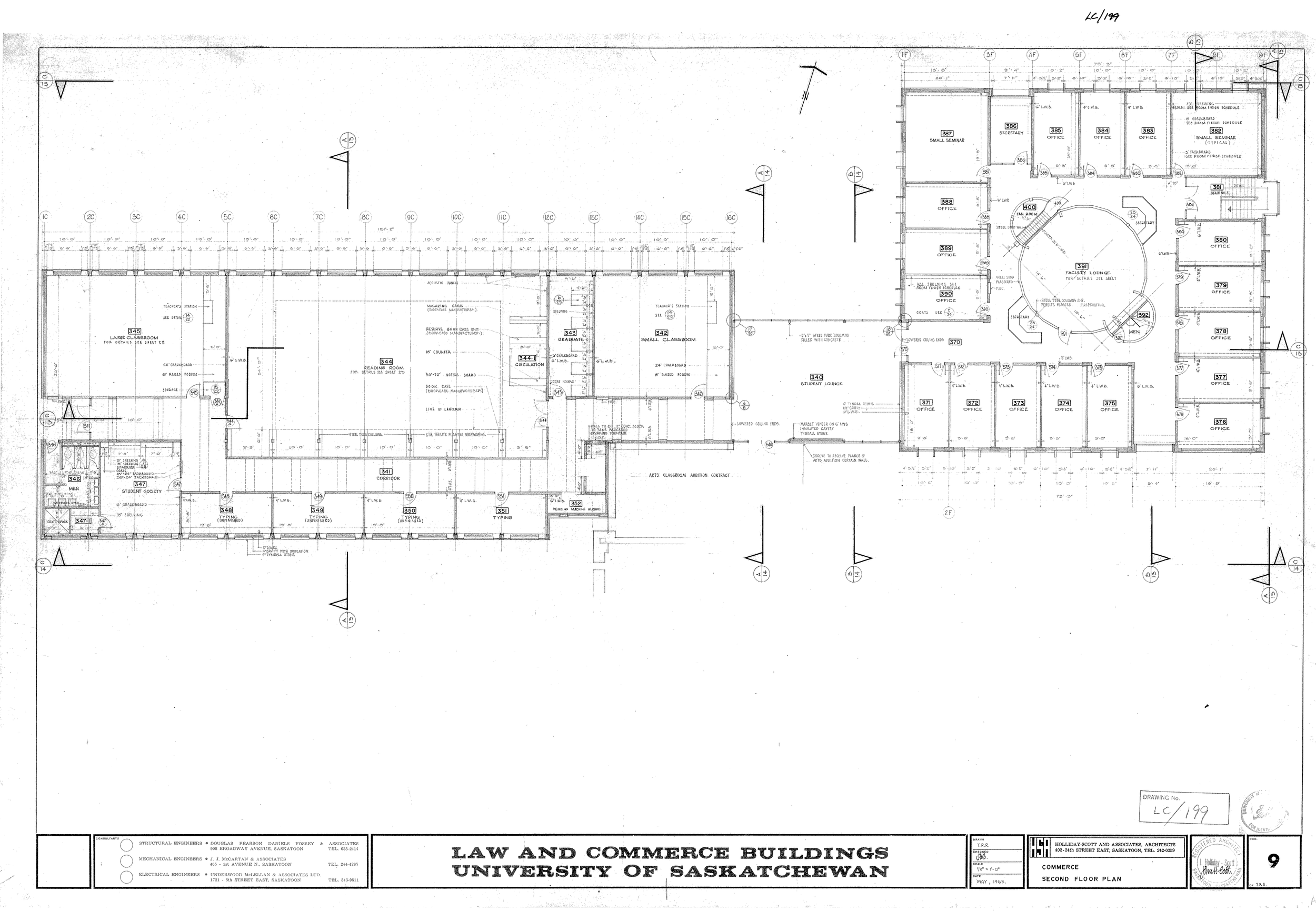 2nd floor plan of the Law & Commerce Building.