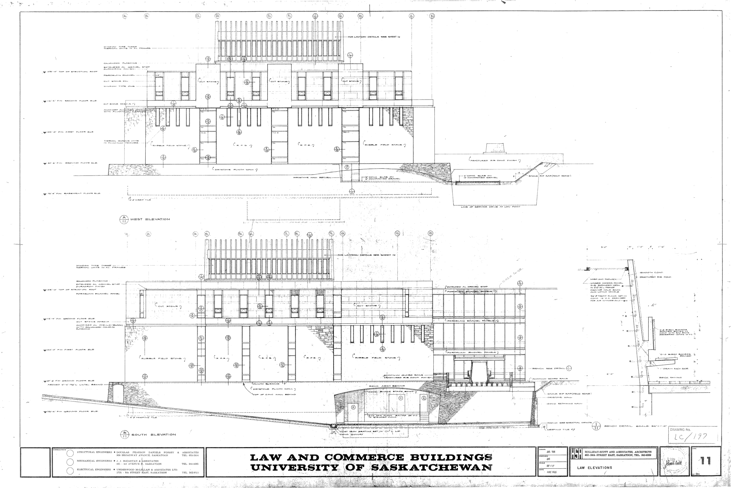 Elevations of the Law & Commerce Building.