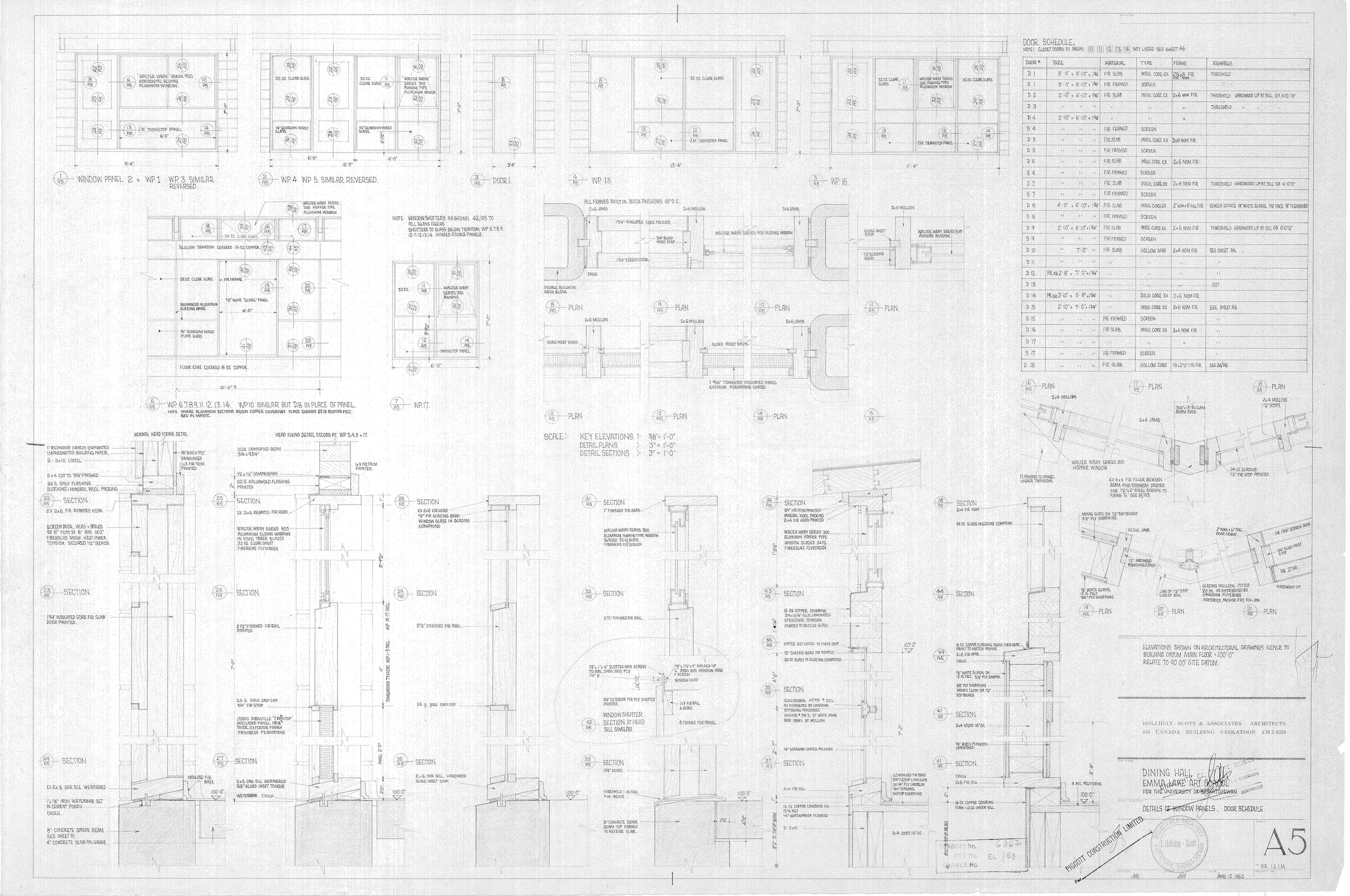 Construction drawings of the Dining Hall at Emma Lake Kenderdine Campus.