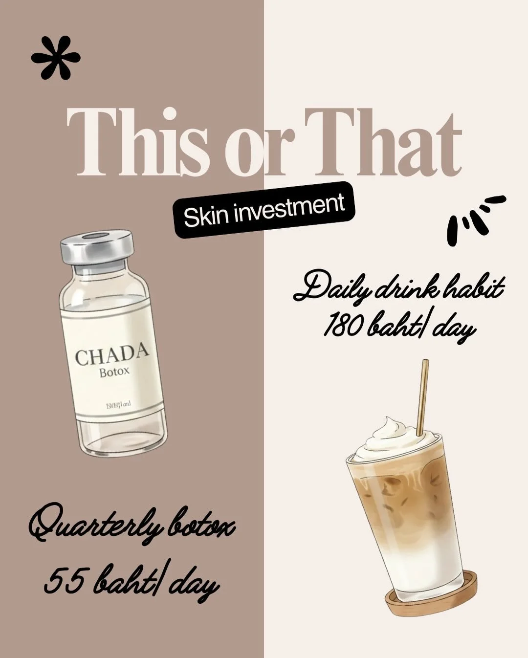 เราอาจมองว่าหัตถการ &ldquo;แพง&rdquo;
แต่เมื่อเทียบกับค่าใช้ชีวิตประจำวันบางอย่าง
ความจริงแล้ว&hellip;
การดูแลตัวเองอาจคุ้มค่ากว่าที่คิด ✨

ที่ CHADA Aesthetics Clinic
เราเชื่อในความงามที่สอดคล้องกับตัวตน
การวางแผนอย่างพอดี พอเหมาะ
และผลลัพธ์ที่อยู่ก