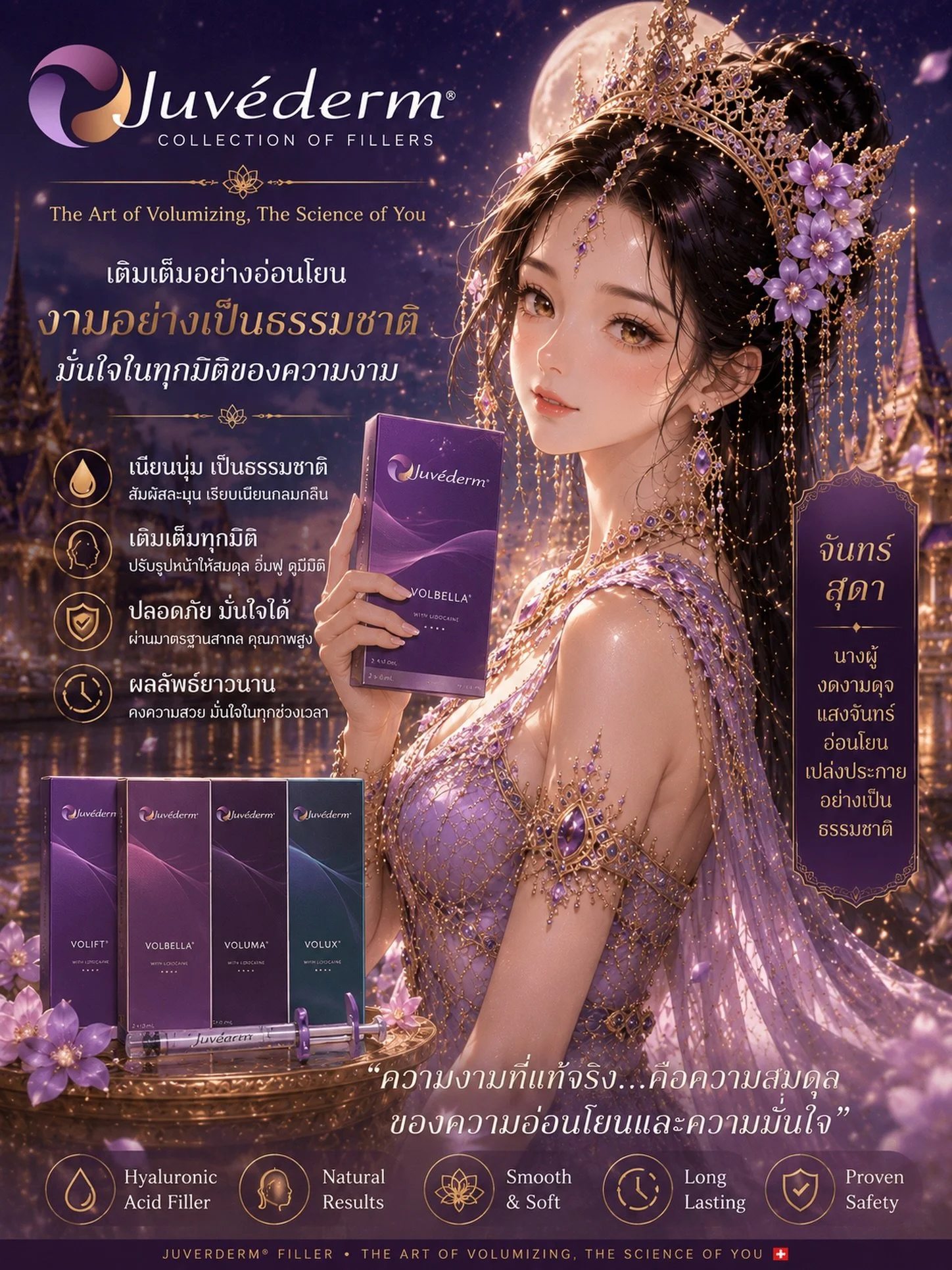 ✨ จันทร์สุดา พระมเหสีผู้เลอโฉมจากวรรณคดีเรื่อง คาวี งดงามดุจแสงจันทร์ที่อ่อนโยน แต่ทรงคุณค่าเหนือกาลเวลา

Juv&eacute;derm&reg; ไม่ได้มุ่งเปลี่ยนใบหน้าของคุณให้เป็นคนอื่น แต่ช่วยเผยเสน่ห์ที่เป็นตัวคุณ ด้วยศาสตร์แห่ง Hyaluronic Acid ที่ได้รับความไว้วาง