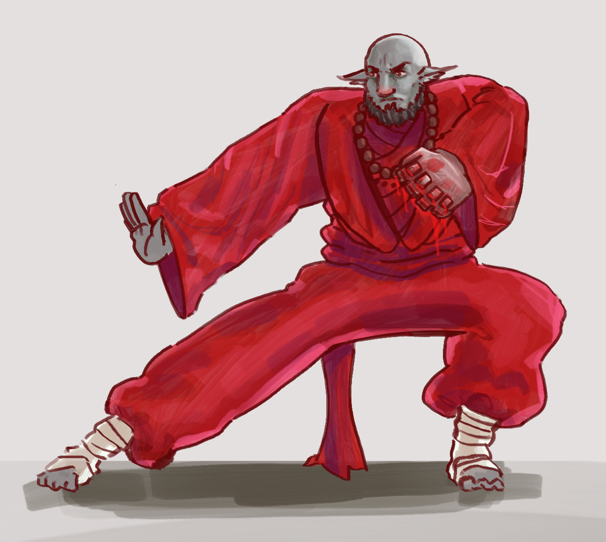 Carkane Vasserak, a firbolg monk hellbent on violence. (2023)