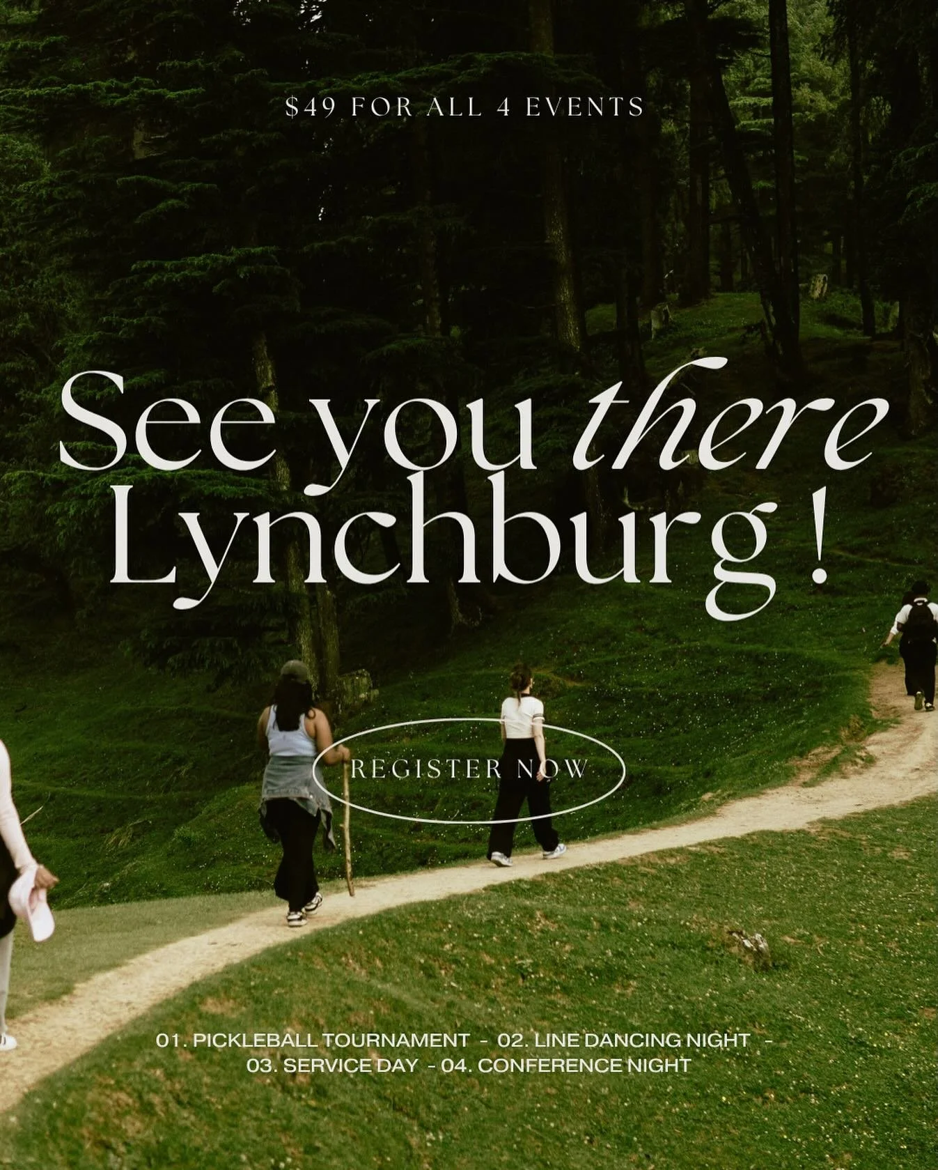 See you soon, Lynchburg 👋
Grab your spot for all four events &mdash; and come meet some genuinely great people.