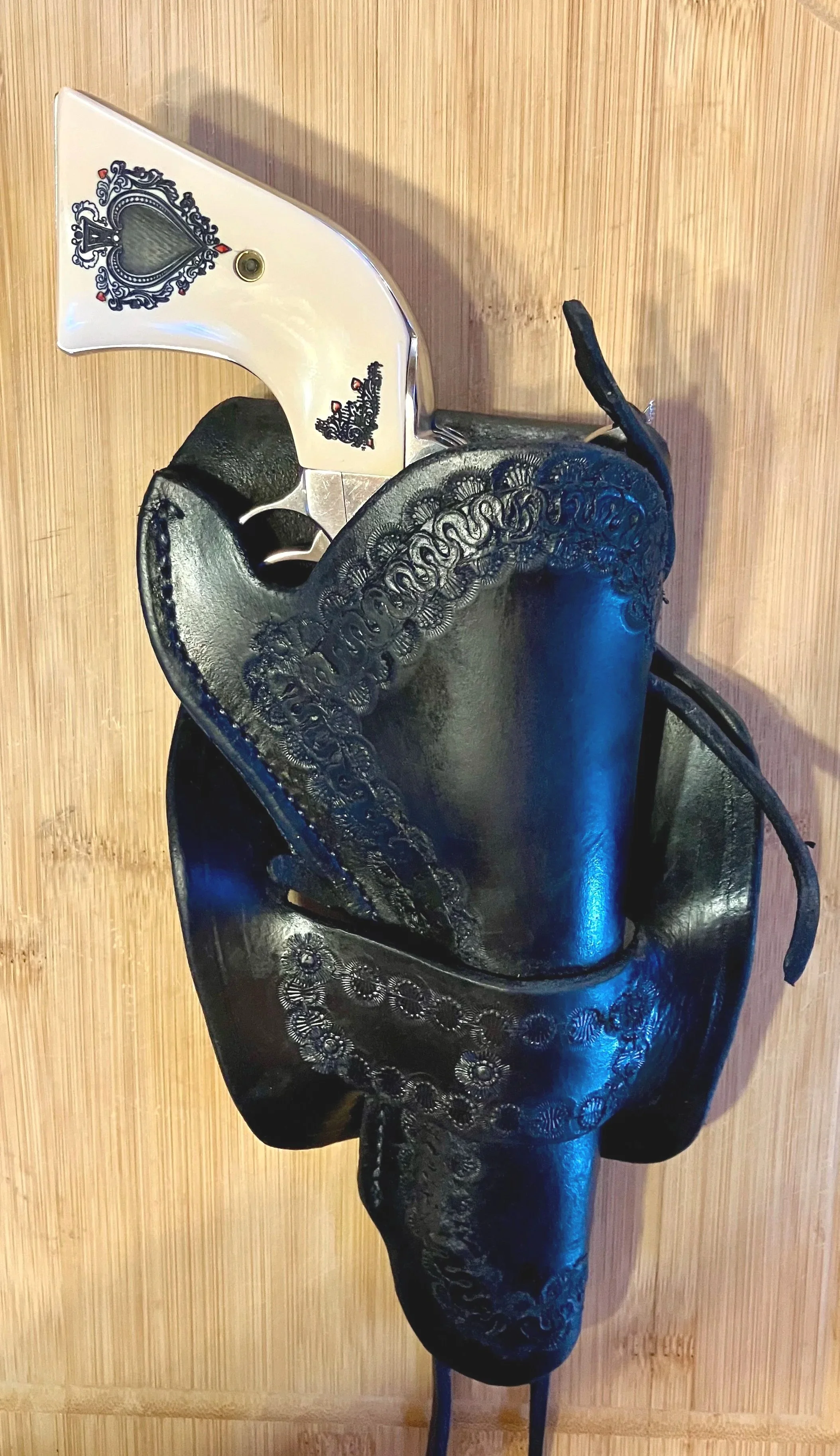Mexican Loop Holster, Hammer thong and leg tie down for a Ruger Vaquero