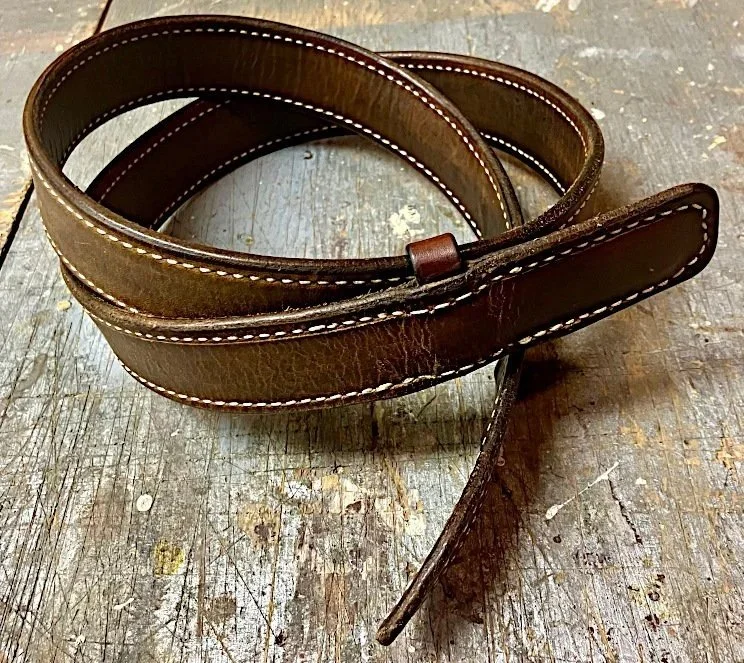 Buckleless musician/mechanic belt. Horween Horse butt, lined.