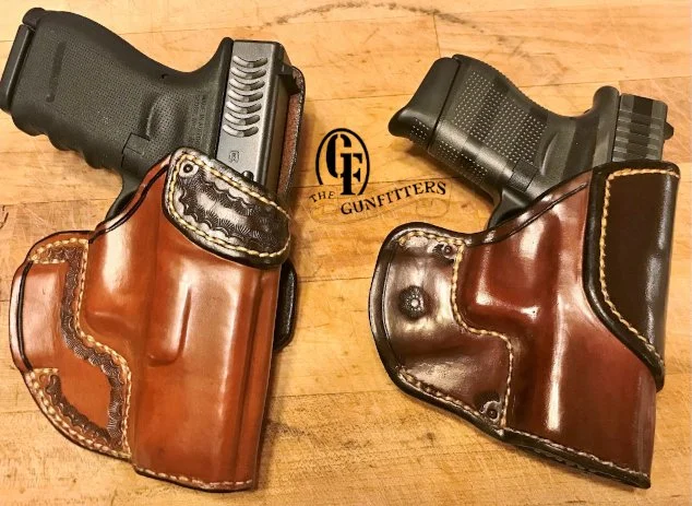 Avenger style, two tone, box sewn muzzle plugs for G19, and G43
