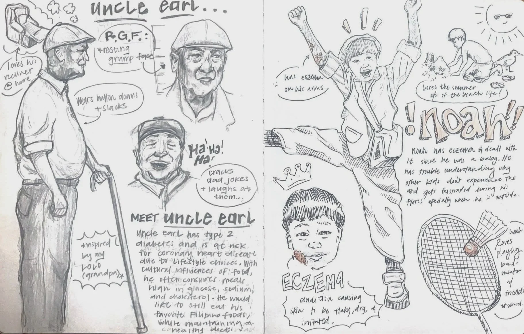   Uncle Earl and Noah  , Ink on paper, 2025.