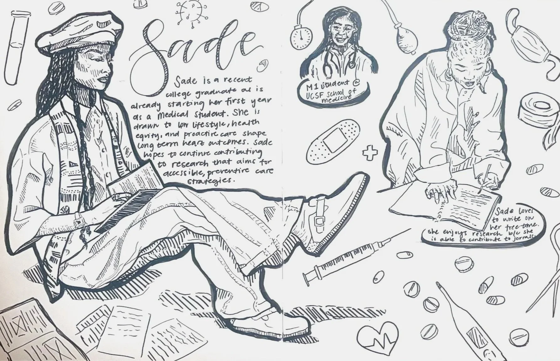   Sade  , Ink on paper, 2025.