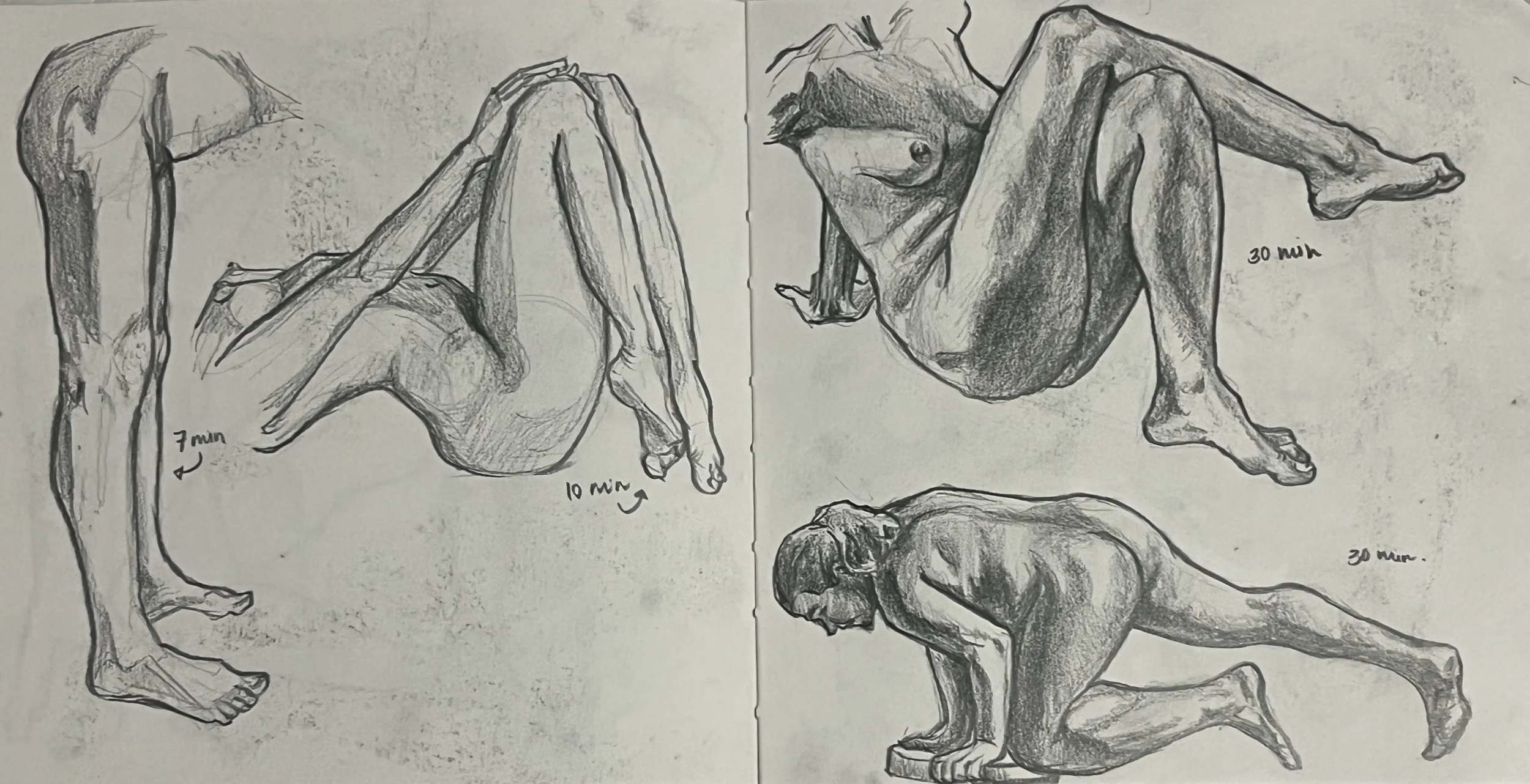   Figures  , Graphite on paper, 2025.