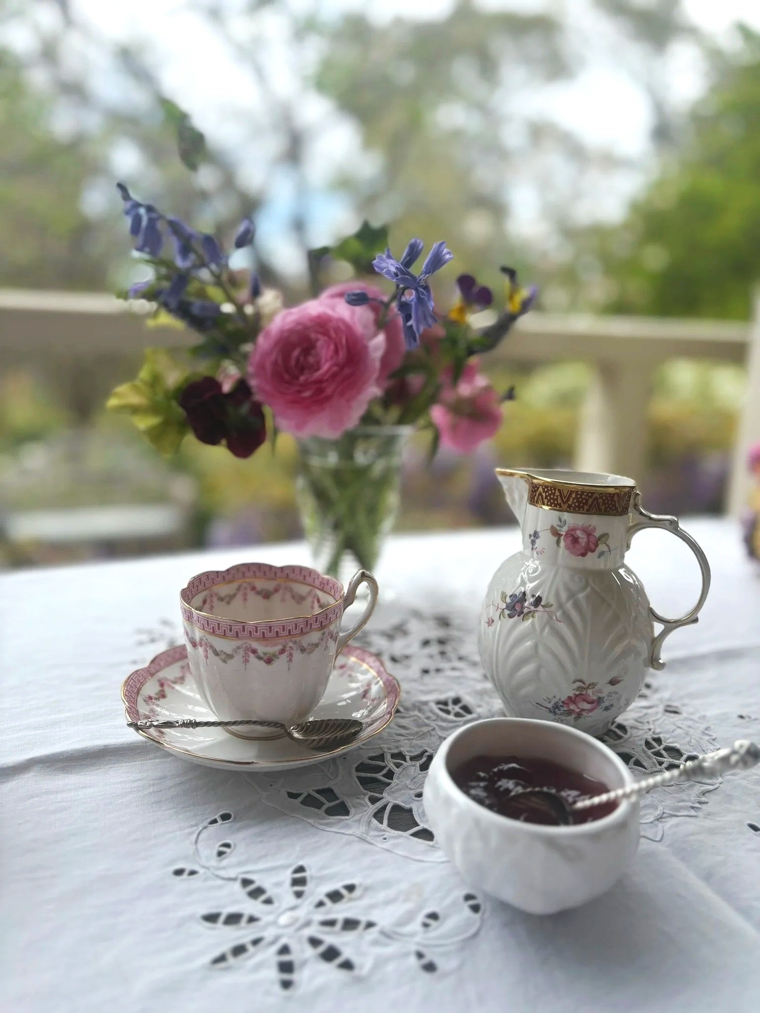 A gentle pause, a vignette in a spring garden, and time spent with someone who's known me for a lifetime.