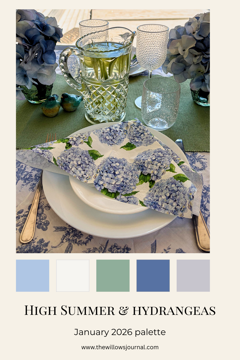 Creating New Sunday Traditions: A Summer Hydrangea Tablescape at The Willows