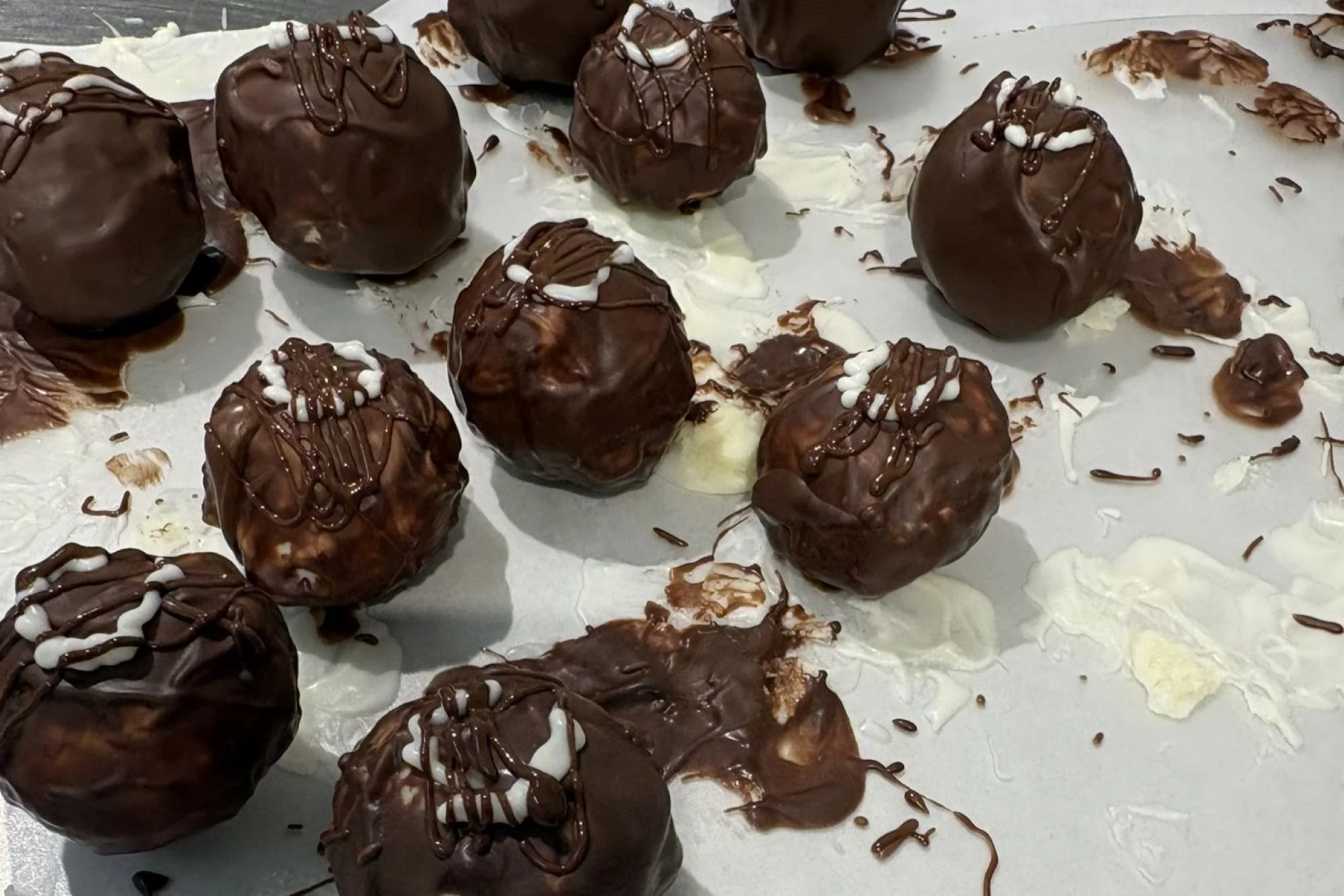Messy, but delicious! The results of a chocolate truffle making course I attended with a friend.