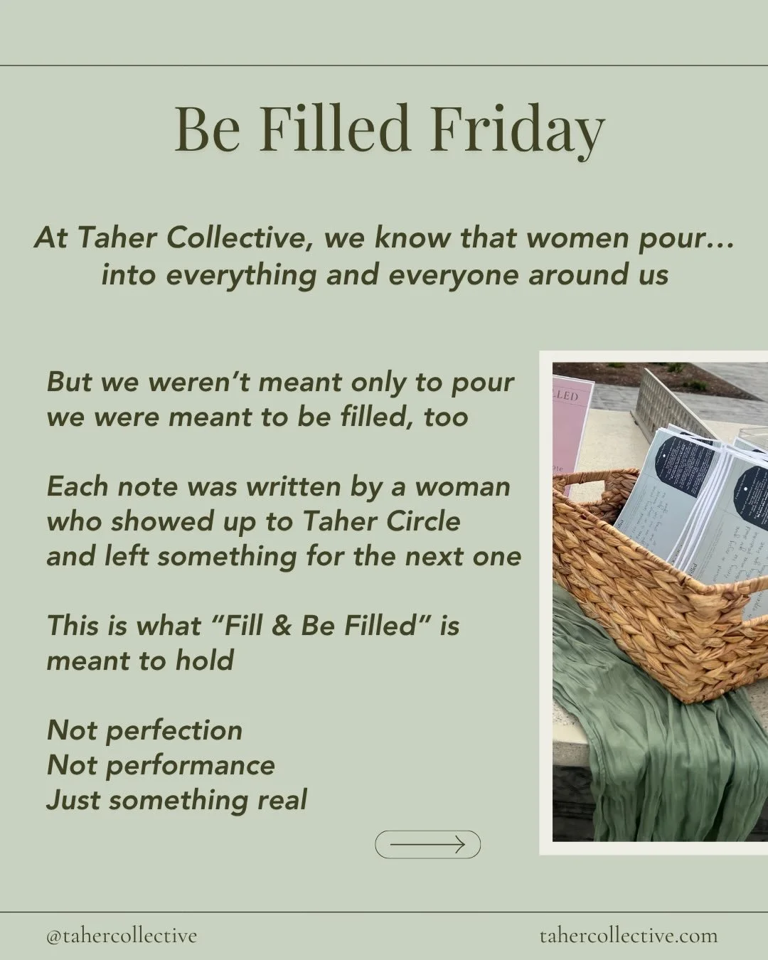Be Filled Friday is a small reminder
that you&rsquo;re allowed to receive, too

every note was written by a woman who showed up
and left something for the next one

i hope you are filled by the light, love, and encouragement of the women in this comm