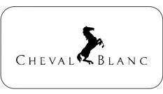 Logo with a black horse silhouette and the text 'Cheval Blanc' below it.