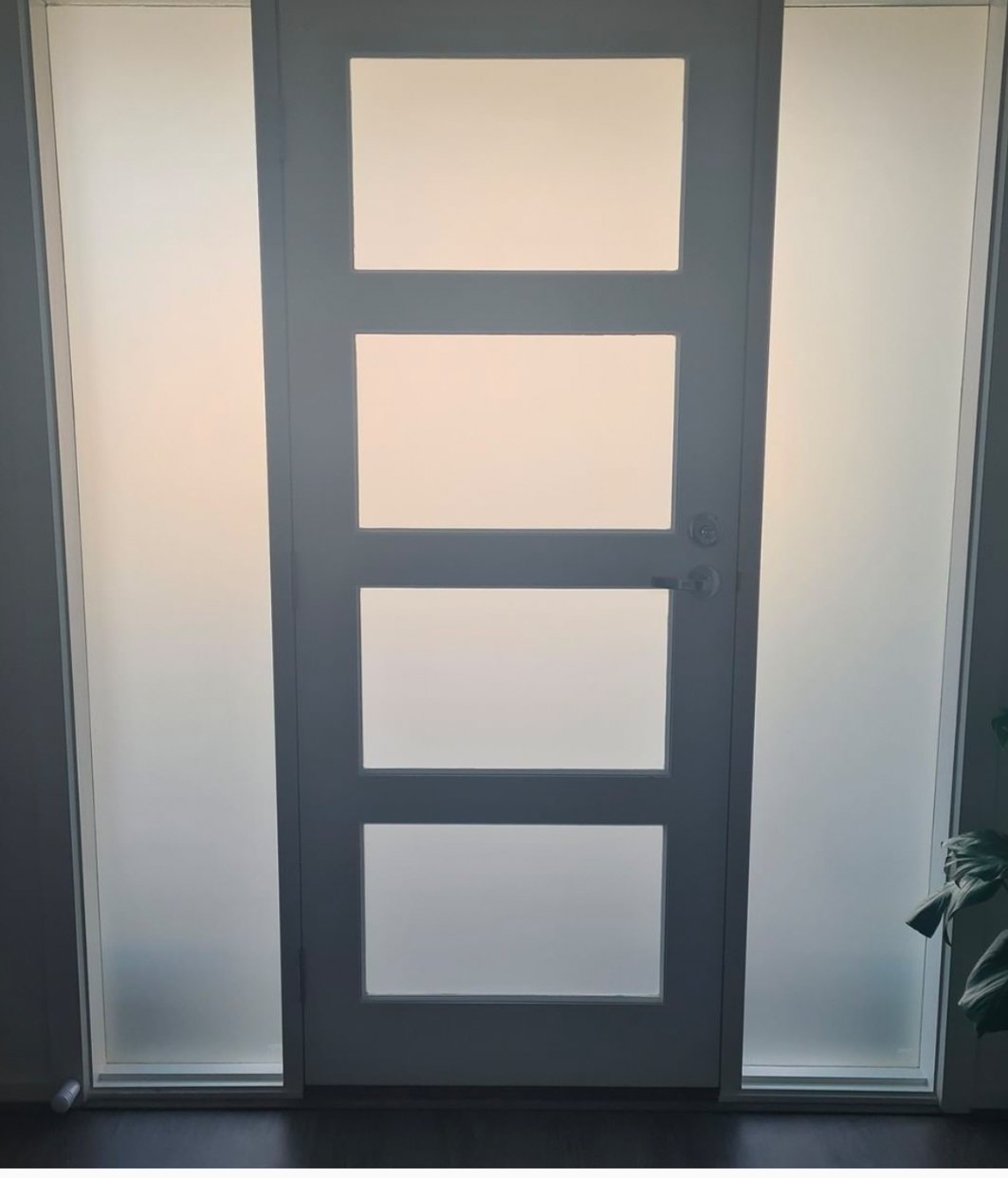 Frosted front door. 