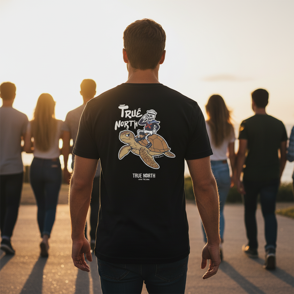 TRUE NORTH — Cross the Line Tee (Black)