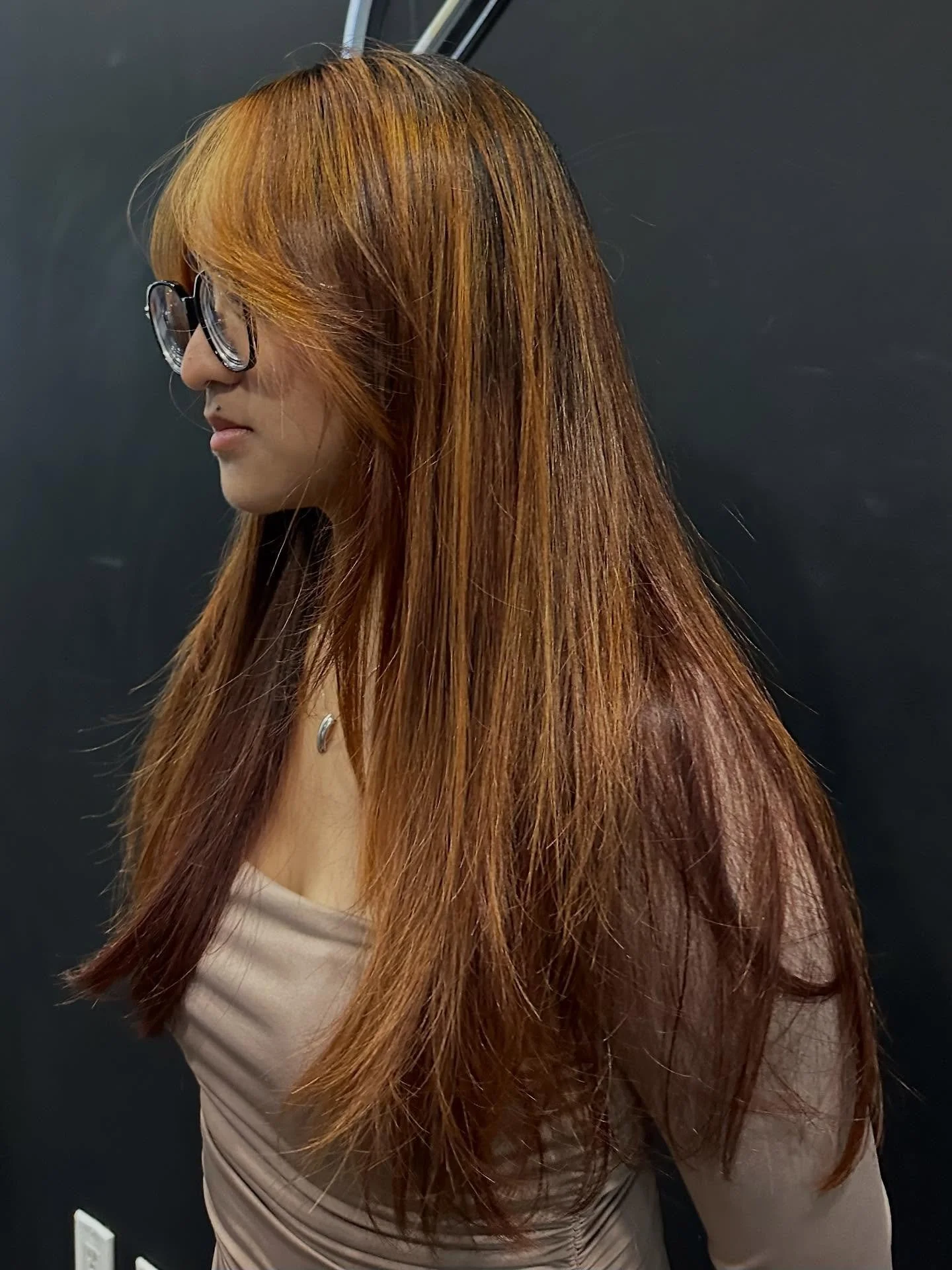 Some beautiful copper highlights for Precious for fall. Thanks @kewpiecuts for the help. 💥
