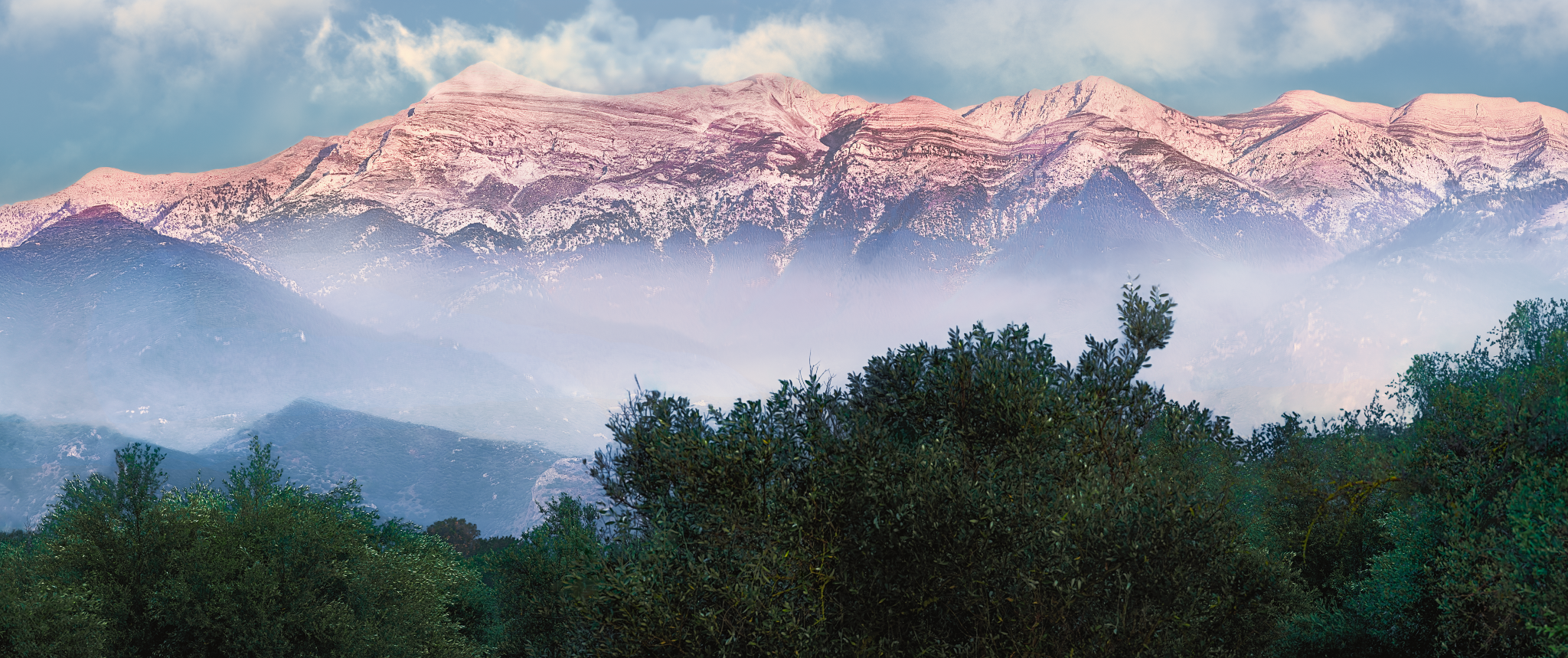 Sunrise at Taygetos mountain.