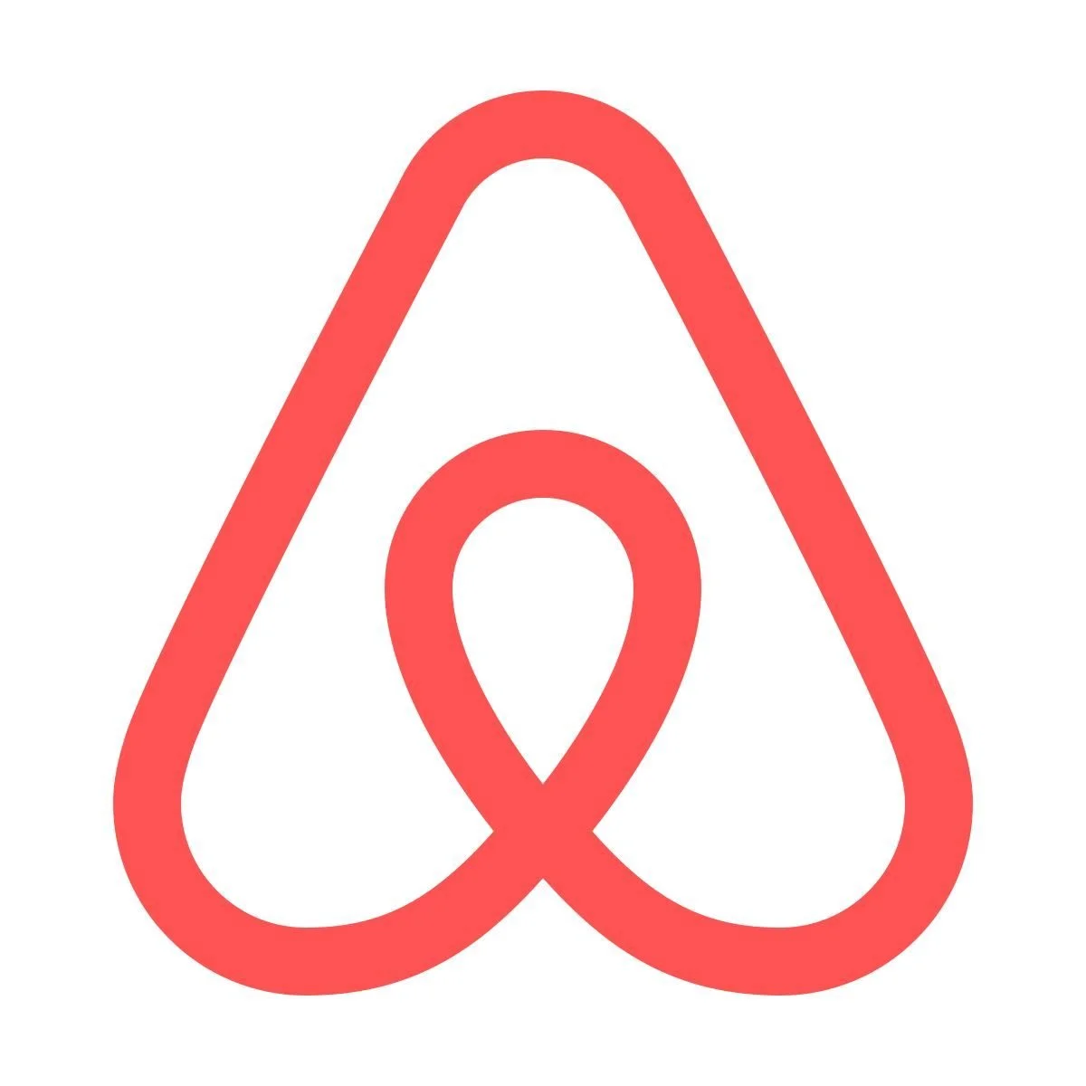 Airbnb logo with a red outline and a stylized heart shape inside.