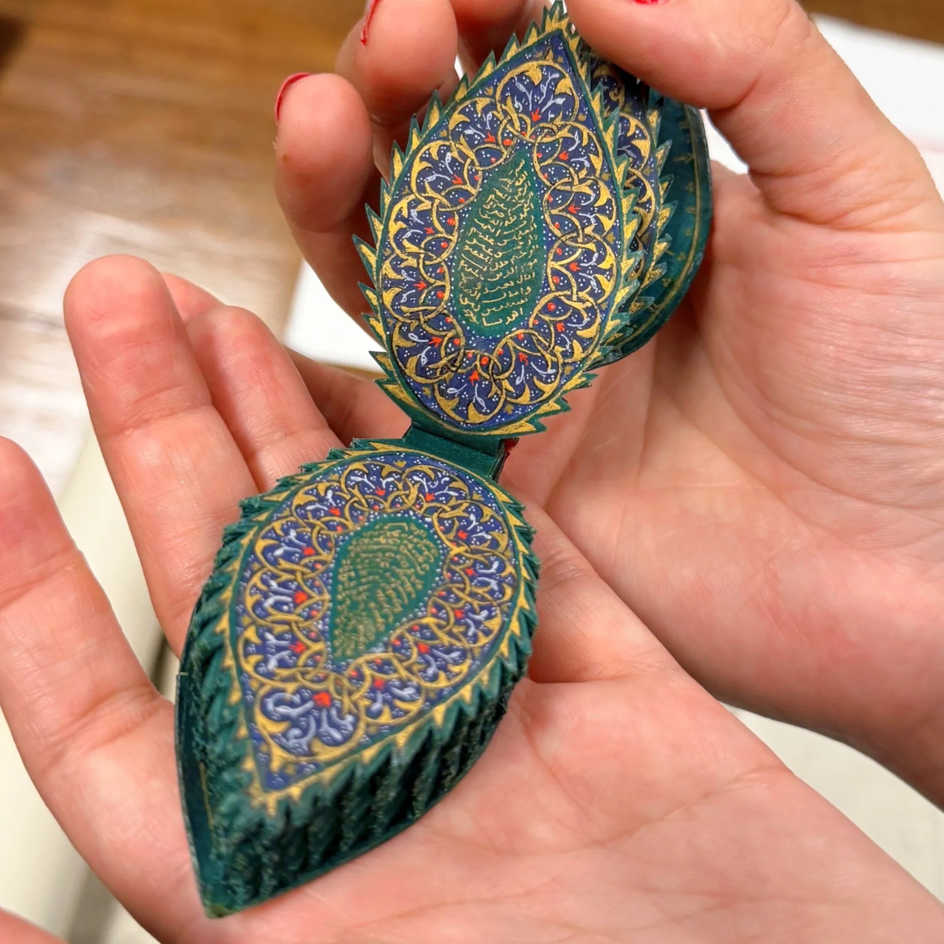 Qur’an ManuscriptLeaf Format; Green-Dyed Paper; Gold and Silver Ink; Nineteenth Century