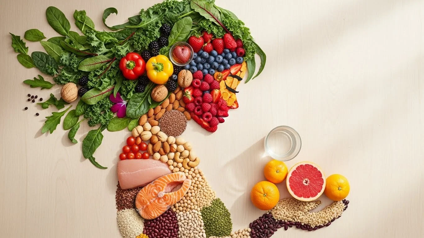 Creative depiction of healthy foods for menopause
