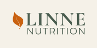 Linne Nutrition logo featuring a brown leaf above the text.