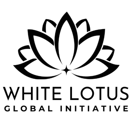 Black and white logo of a lotus flower with the text "WHITE LOTUS GLOBAL INITIATIVE" beneath it.