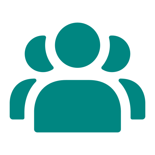 Icon of three people, representing a group or team.
