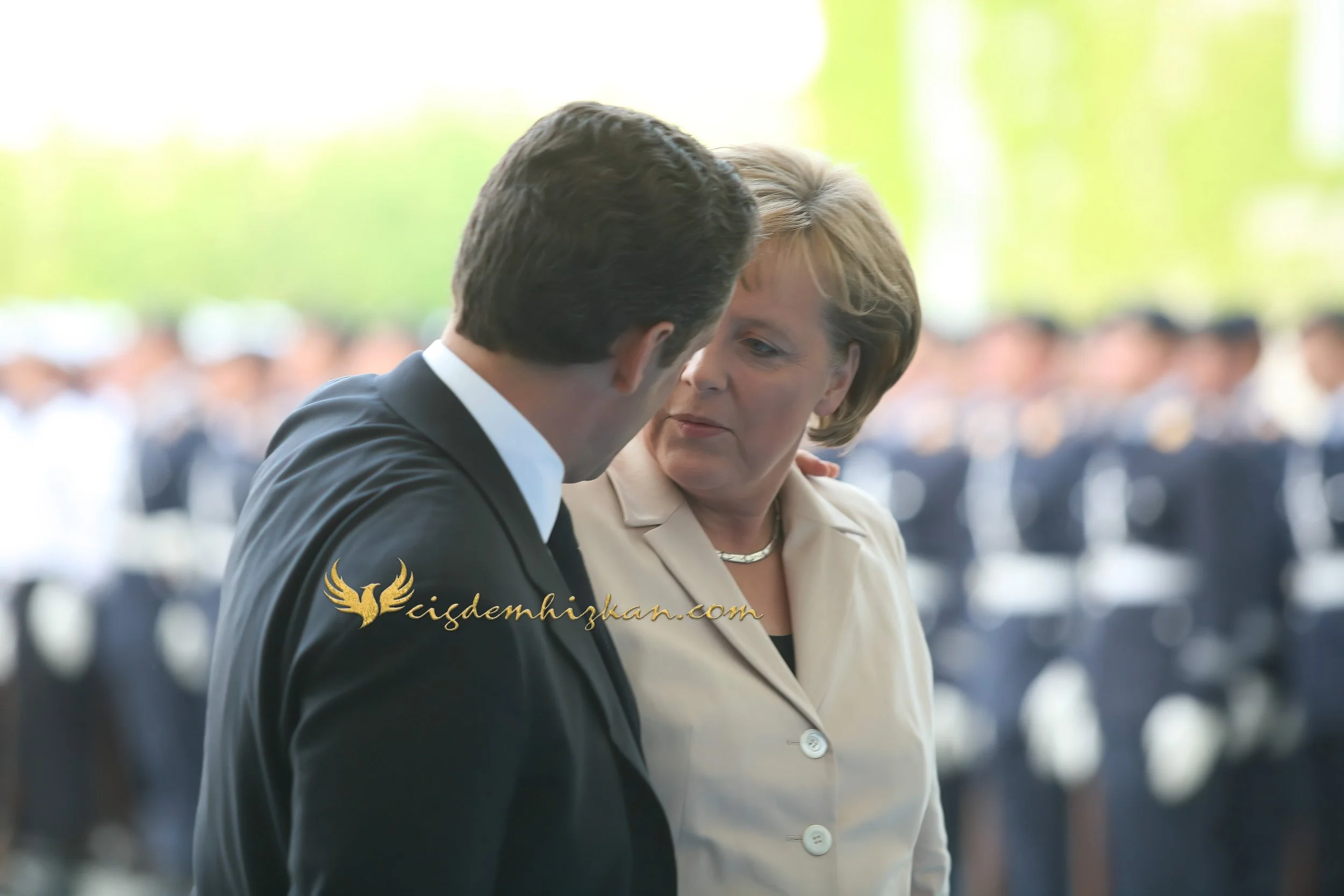 Chancellor Angela Merkel and President Nicolas Sarkozy - Berlin Bundestag 2007 - "Merkozy": Franco-German Relations - Sarkozy's inaugural visit to Berlin - Military Ceremony