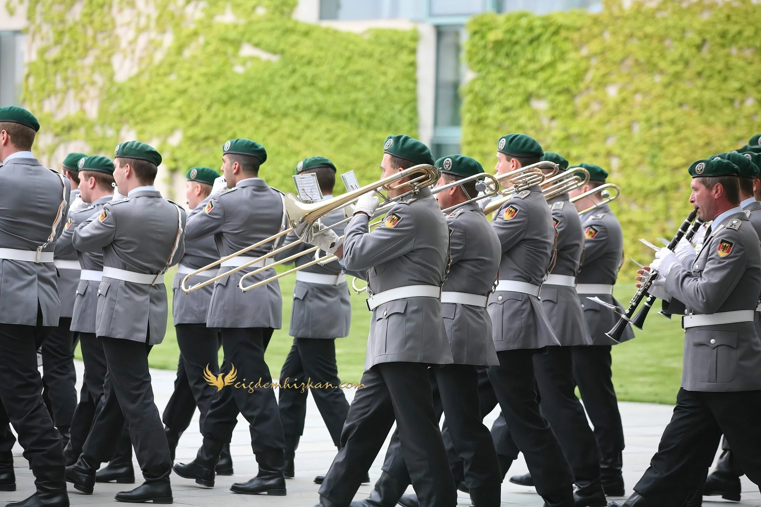 Chancellor Angela Merkel and President Nicolas Sarkozy - Berlin Bundestag 2007 - "Merkozy": Franco-German Relations - Sarkozy's inaugural visit to Berlin - Military Ceremony
