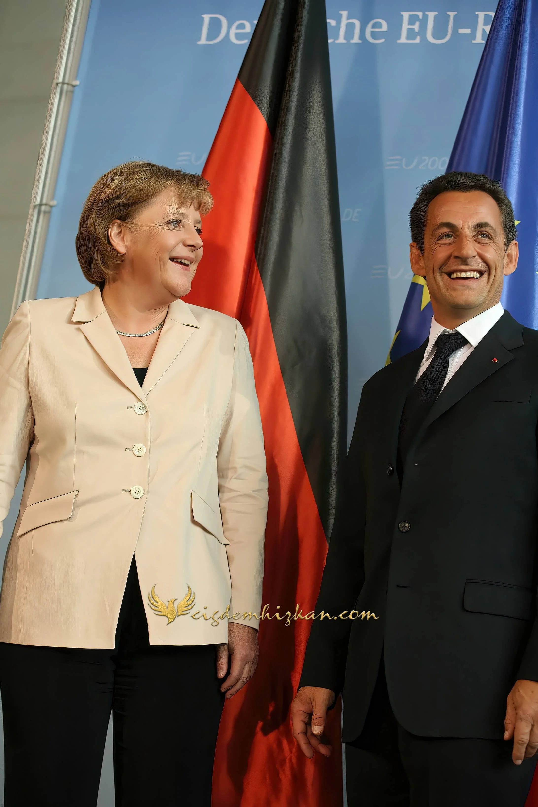 Chancellor Angela Merkel and President Nicolas Sarkozy - Berlin Bundestag 2007 - "Merkozy": Franco-German Relations - Sarkozy's inaugural visit to Berlin - Politics & Diplomacy