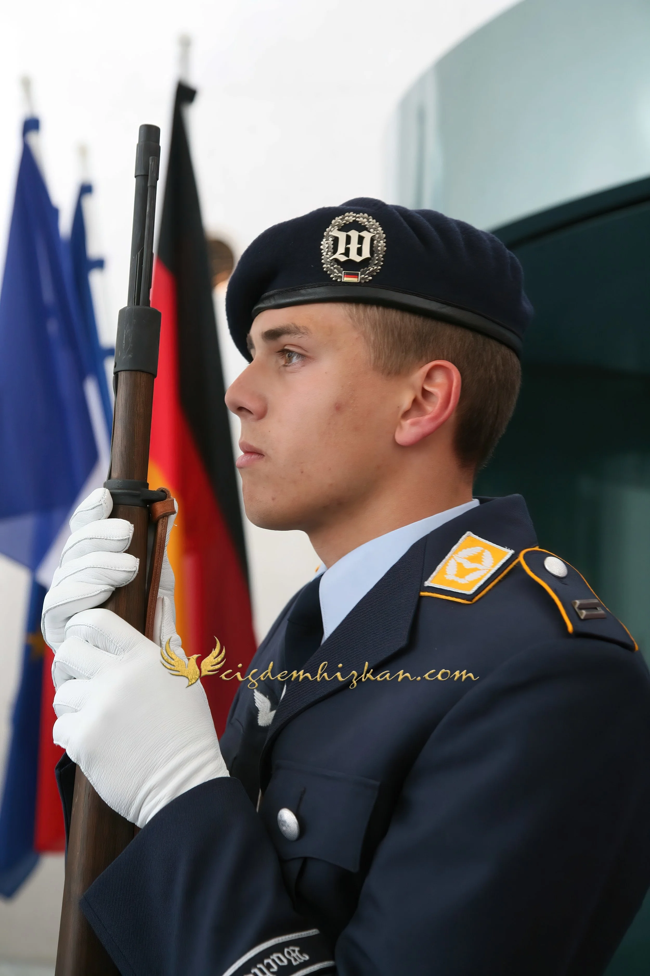 Chancellor Angela Merkel and President Nicolas Sarkozy - Berlin Bundestag 2007 - "Merkozy": Franco-German Relations - Sarkozy's inaugural visit to Berlin - Military Ceremony