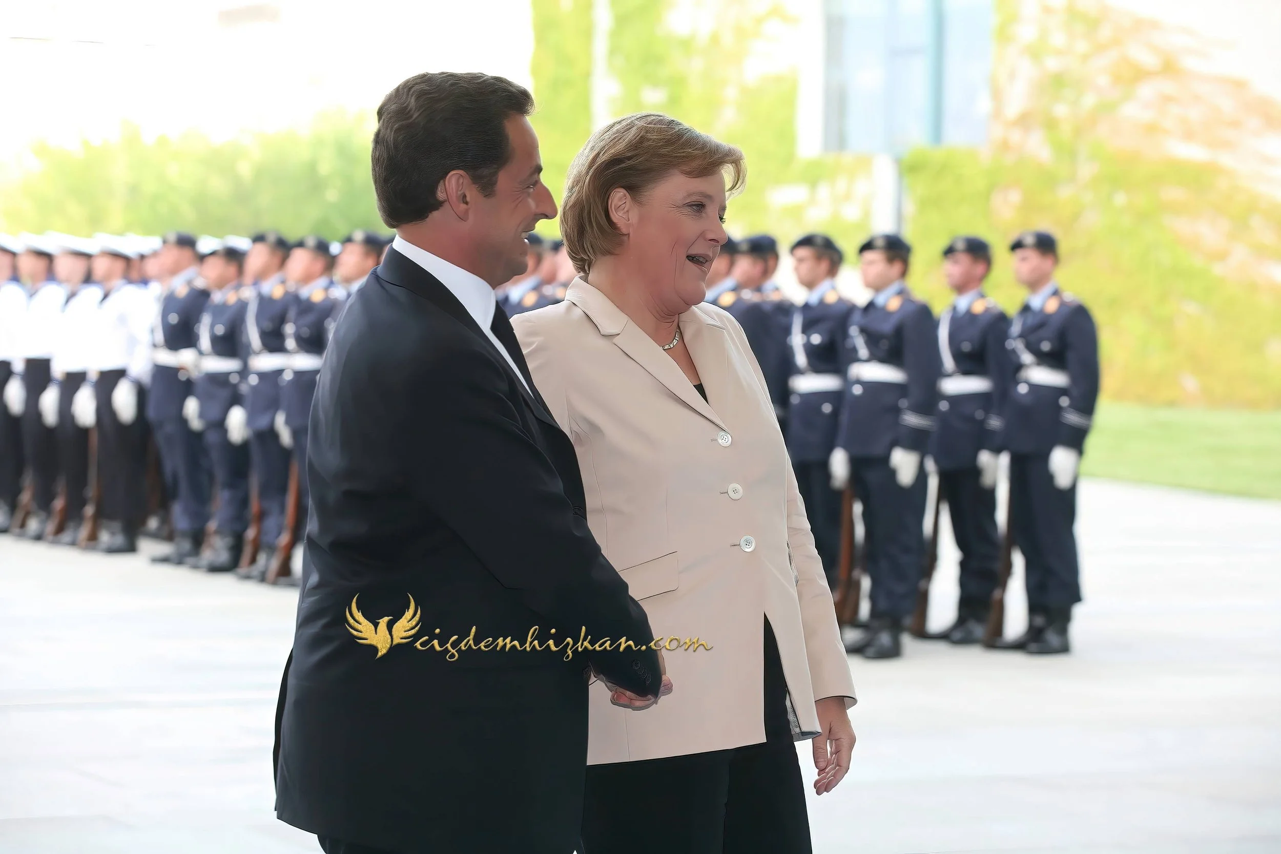 Chancellor Angela Merkel and President Nicolas Sarkozy - Berlin Bundestag 2007 - "Merkozy": Franco-German Relations - Sarkozy's inaugural visit to Berlin- Politics & Diplomacy