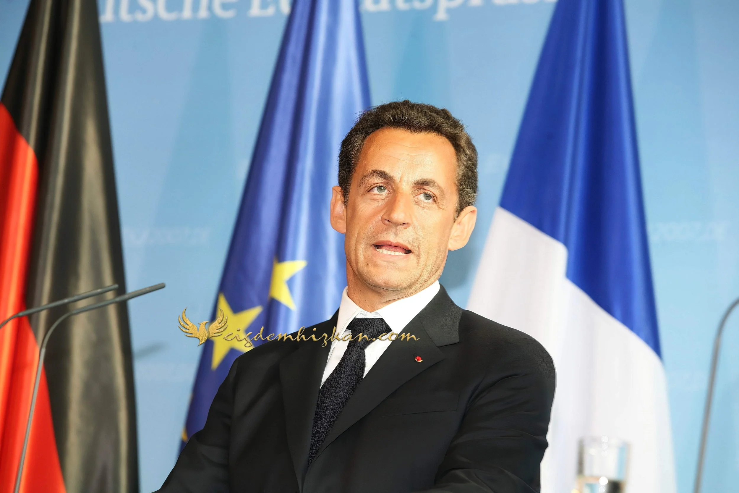 Chancellor Angela Merkel and President Nicolas Sarkozy - Berlin Bundestag 2007 - "Merkozy": Franco-German Relations - Sarkozy's inaugural visit to Berlin - Military Ceremony