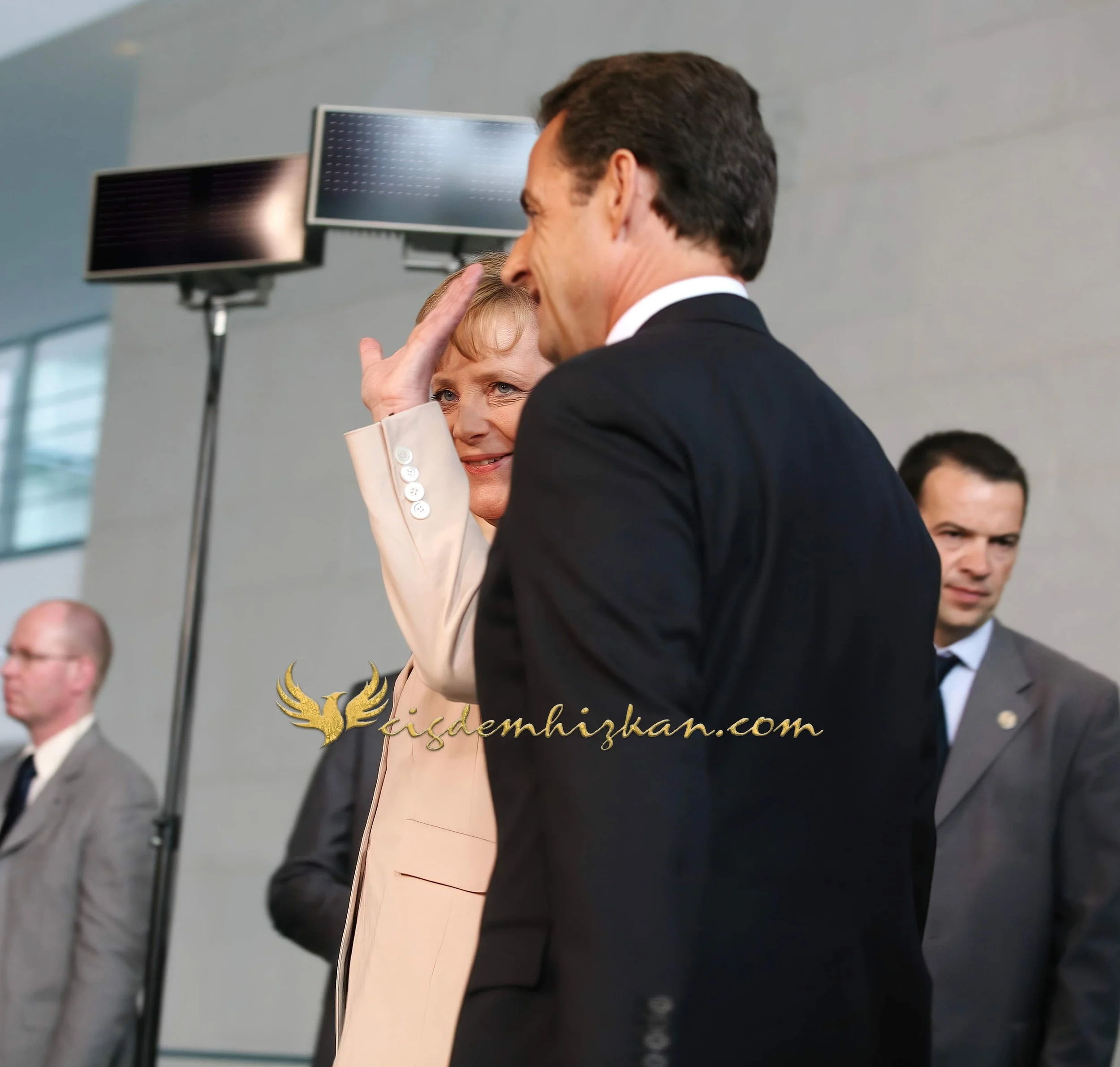 Chancellor Angela Merkel and President Nicolas Sarkozy - Berlin Bundestag 2007 - "Merkozy": Franco-German Relations - Sarkozy's inaugural visit to Berlin - Military Ceremony