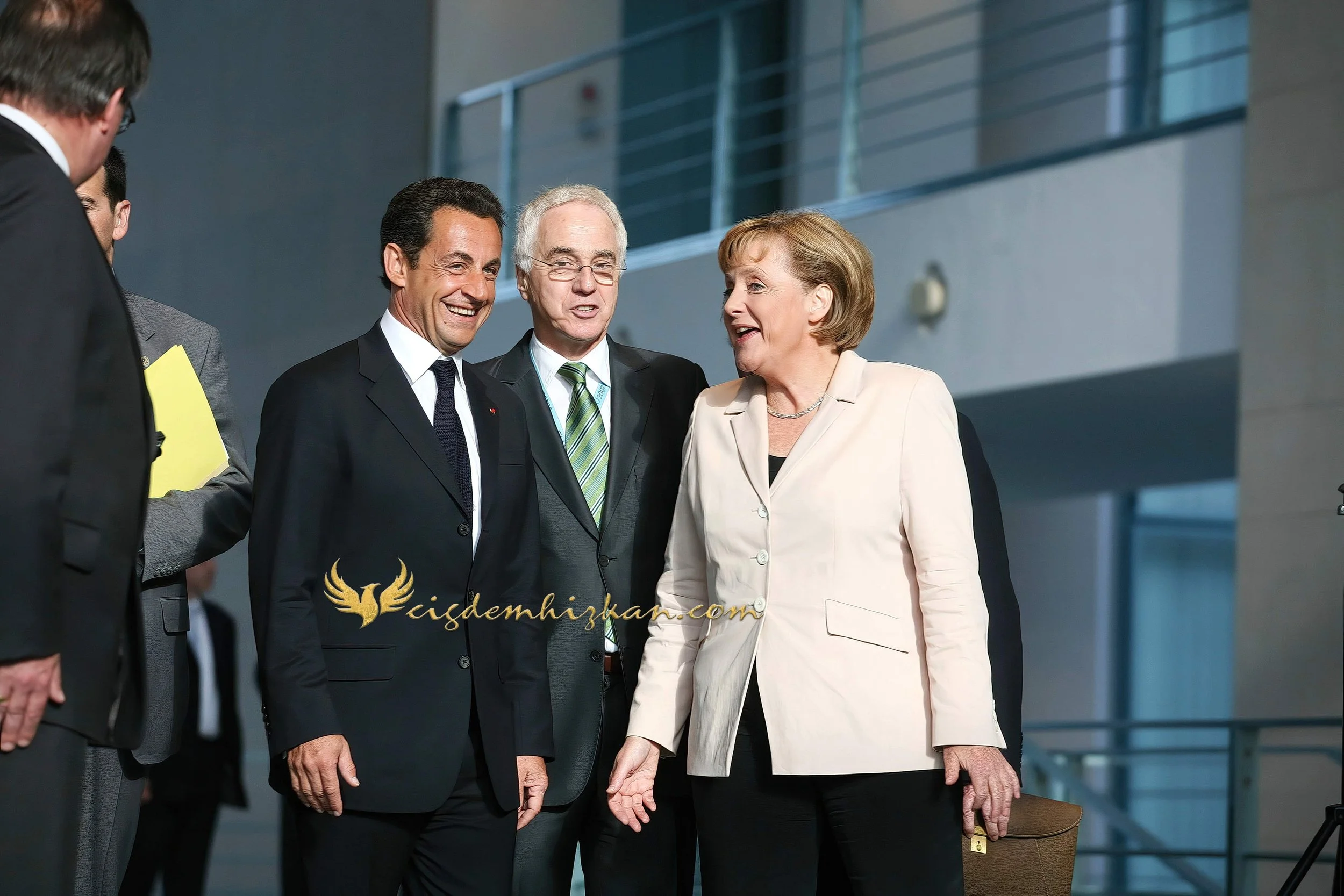 Chancellor Angela Merkel and President Nicolas Sarkozy - Berlin Bundestag 2007 - "Merkozy": Franco-German Relations - Sarkozy's inaugural visit to Berlin - Military Ceremony
