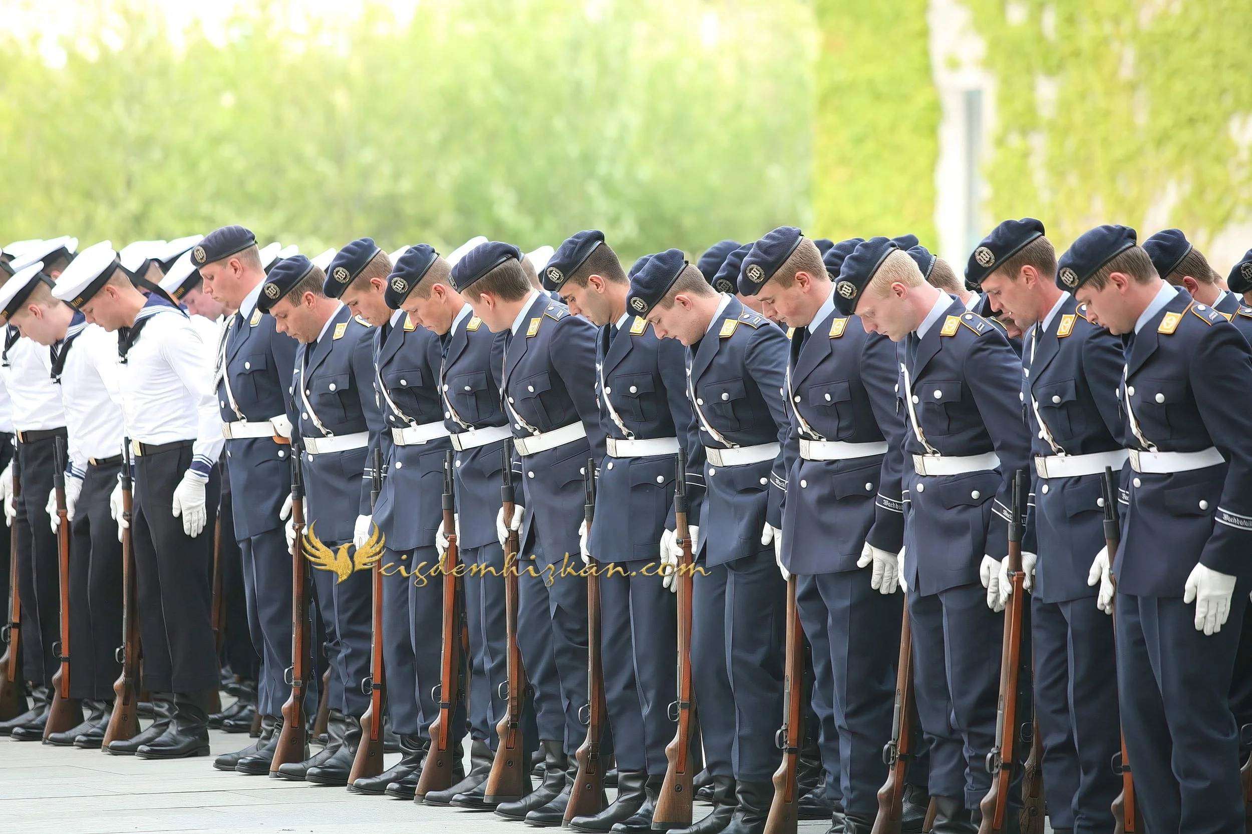Chancellor Angela Merkel and President Nicolas Sarkozy - Berlin Bundestag 2007 - "Merkozy": Franco-German Relations - Sarkozy's inaugural visit to Berlin - Military Ceremony