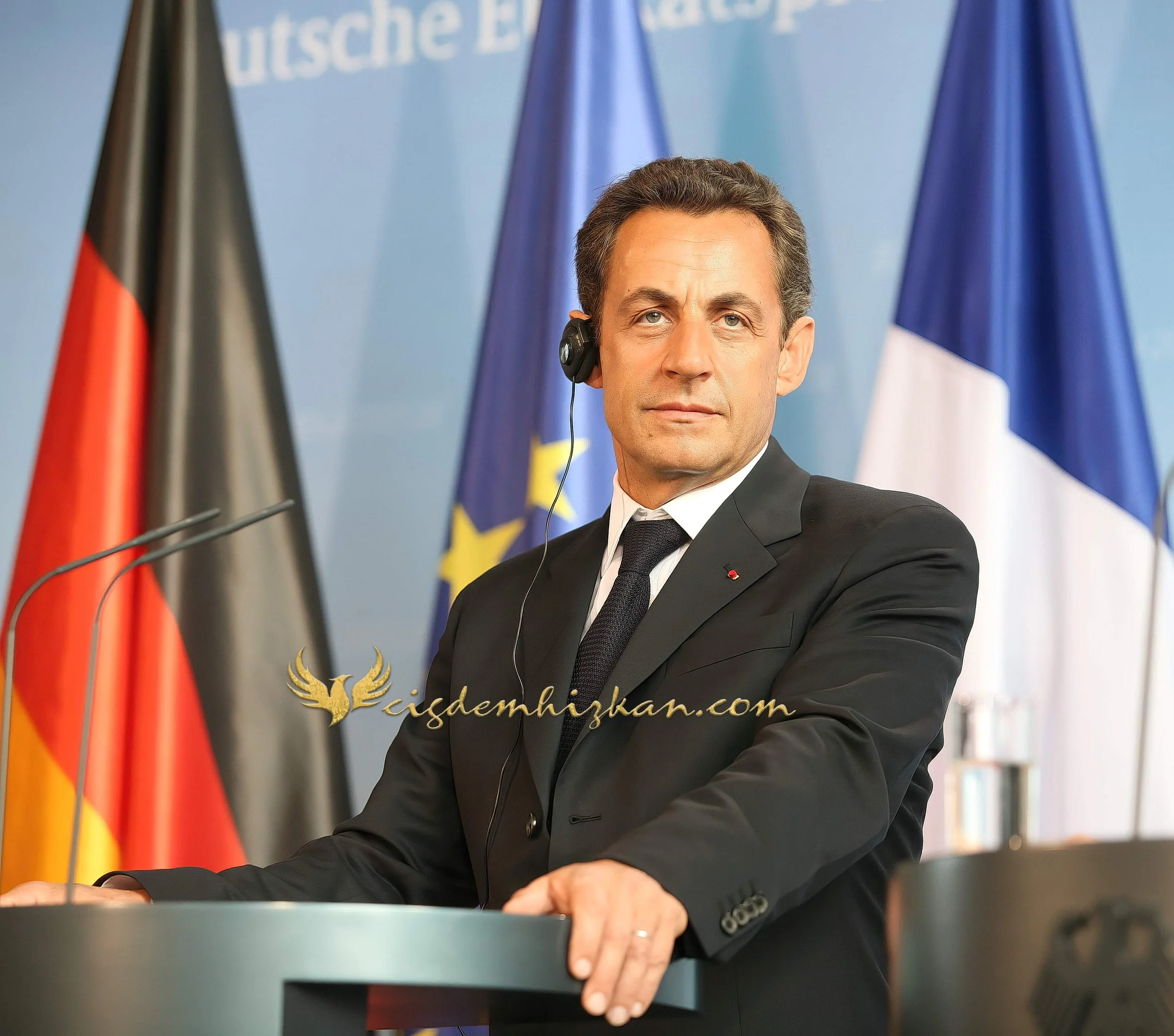 Chancellor Angela Merkel and President Nicolas Sarkozy - Berlin Bundestag 2007 - "Merkozy": Franco-German Relations - Sarkozy's inaugural visit to Berlin - Military Ceremony