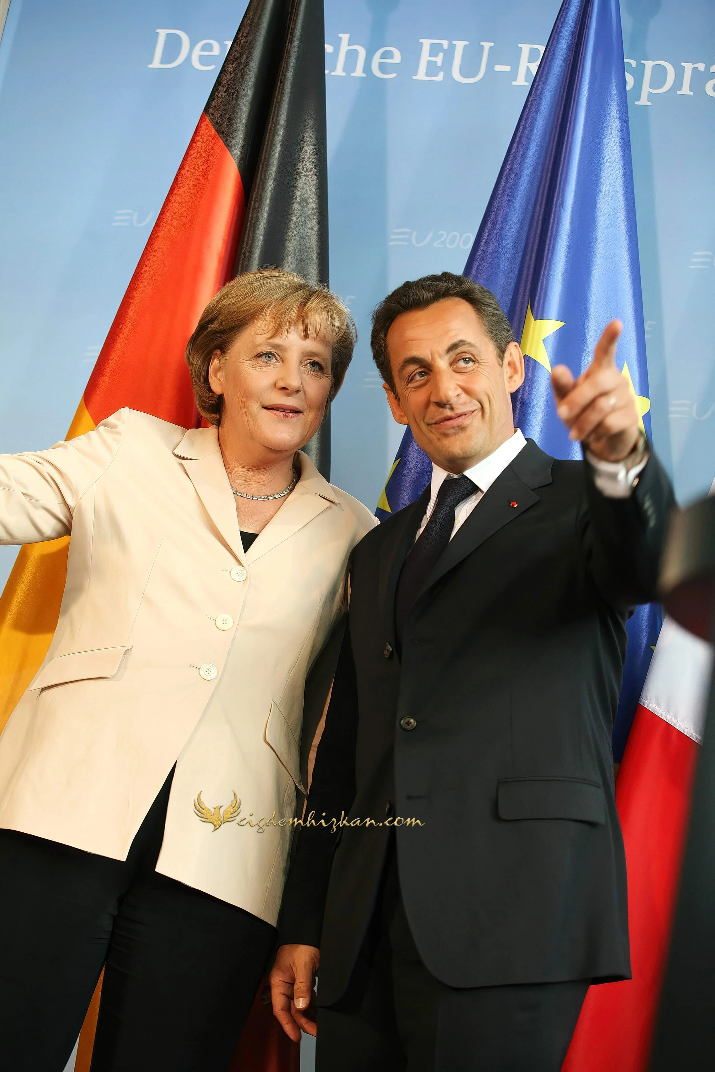 Chancellor Angela Merkel and President Nicolas Sarkozy - Berlin Bundestag 2007 - "Merkozy": Franco-German Relations - Sarkozy's inaugural visit to Berlin - Politics & Diplomacy