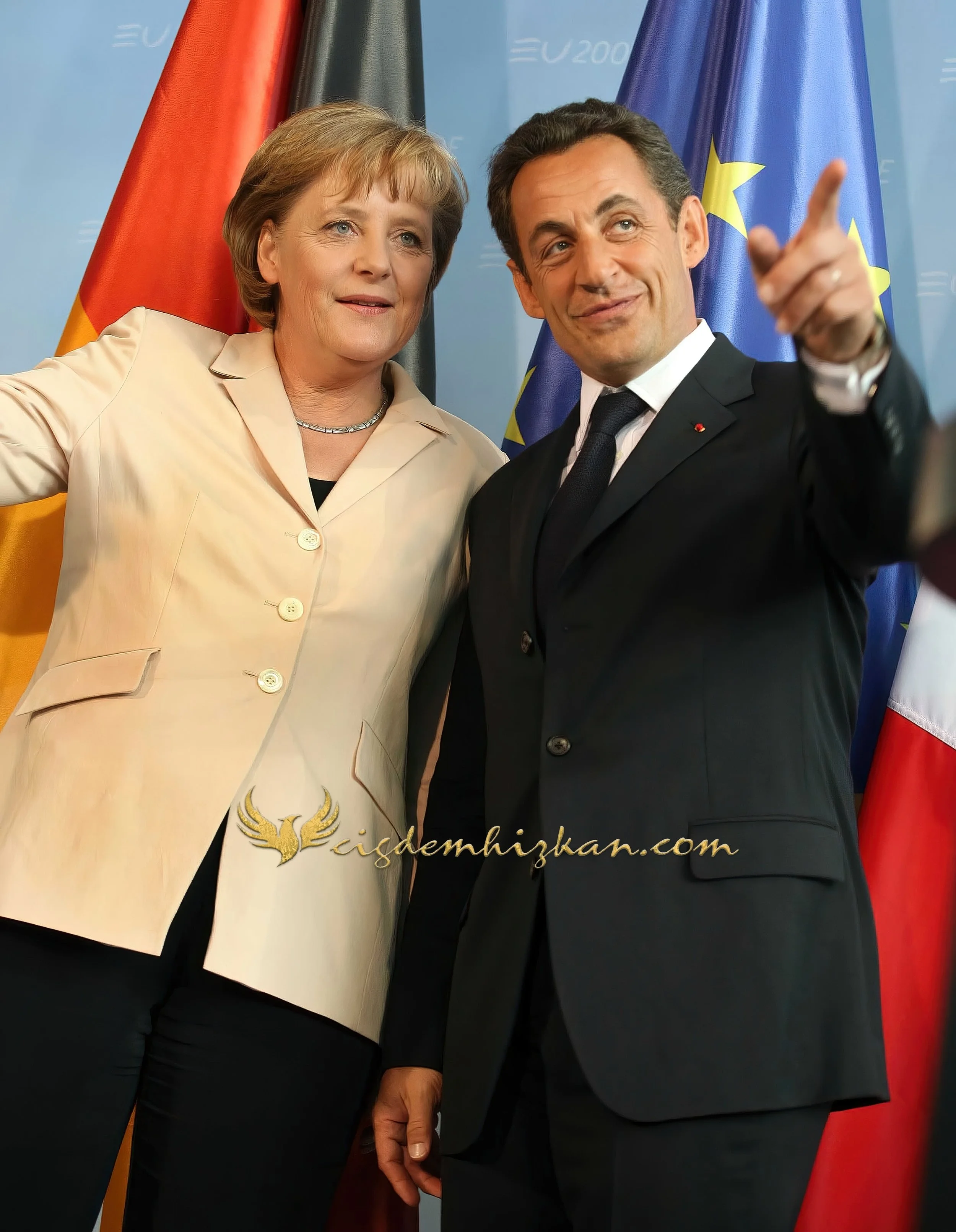 Chancellor Angela Merkel and President Nicolas Sarkozy - Berlin Bundestag 2007 - "Merkozy": Franco-German Relations - Sarkozy's inaugural visit to Berlin