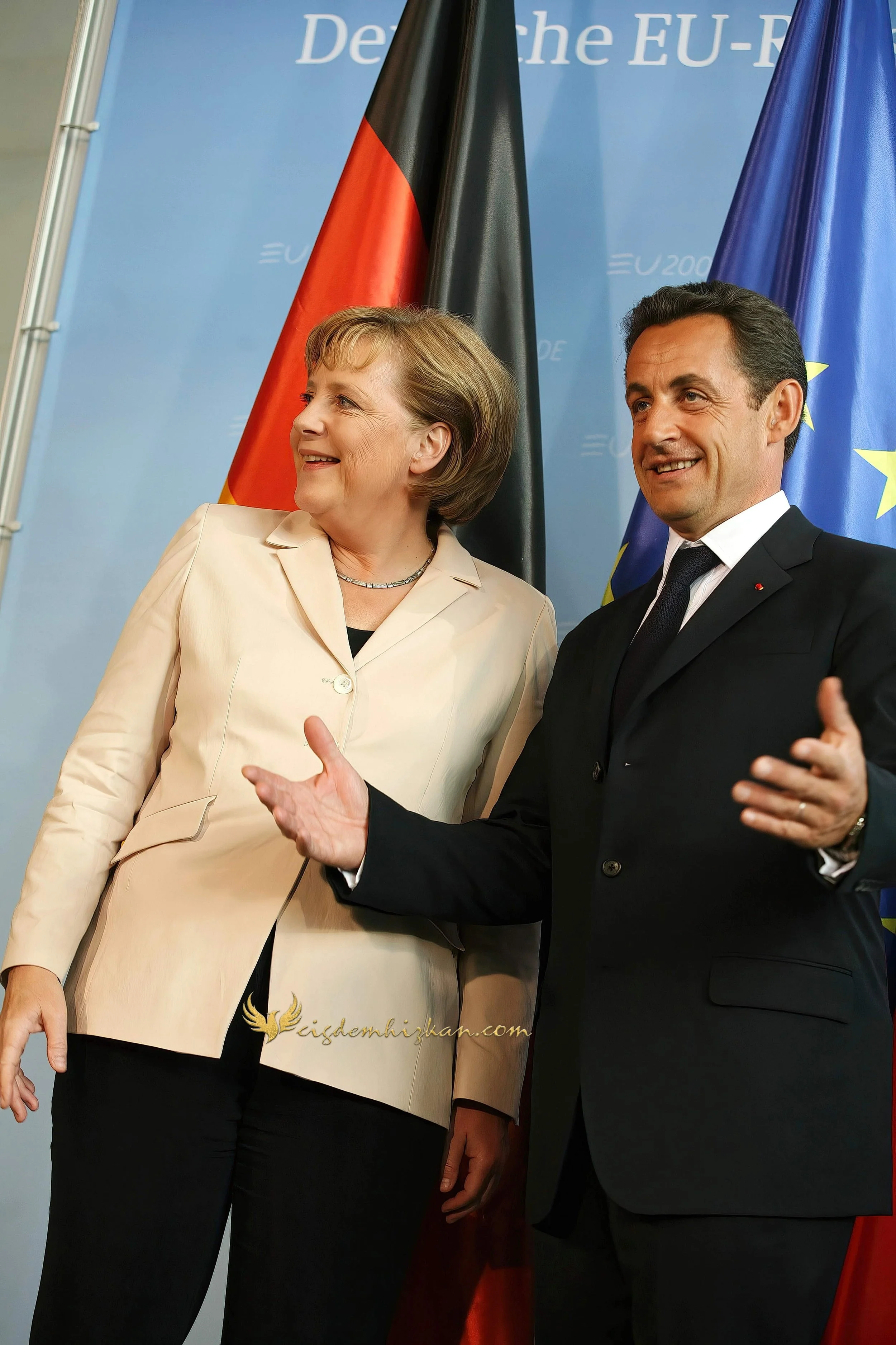 Chancellor Angela Merkel and President Nicolas Sarkozy - Berlin Bundestag 2007 - "Merkozy": Franco-German Relations - Sarkozy's inaugural visit to Berlin- Politics & Diplomacy