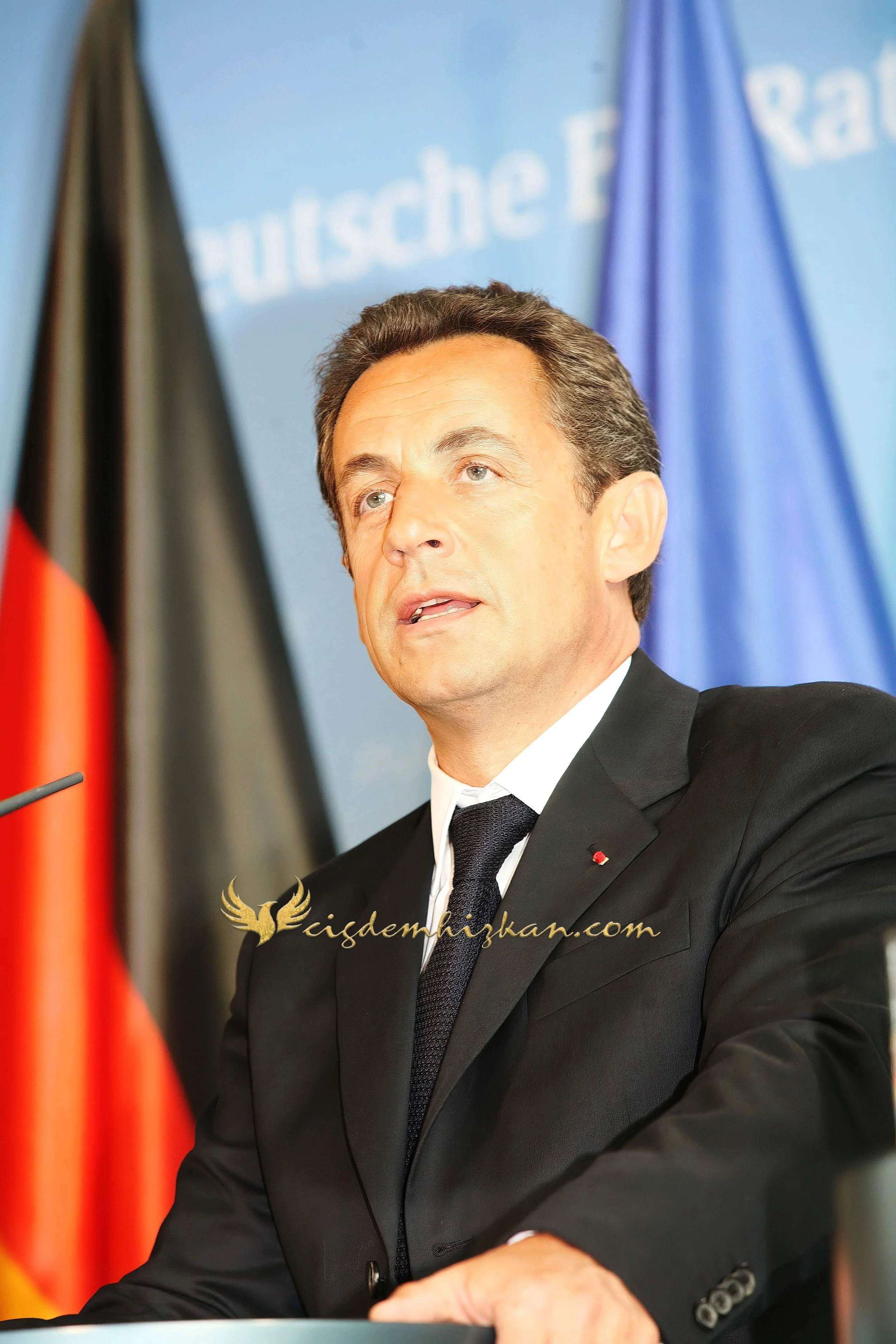 Chancellor Angela Merkel and President Nicolas Sarkozy - Berlin Bundestag 2007 - "Merkozy": Franco-German Relations - Sarkozy's inaugural visit to Berlin - Military Ceremony