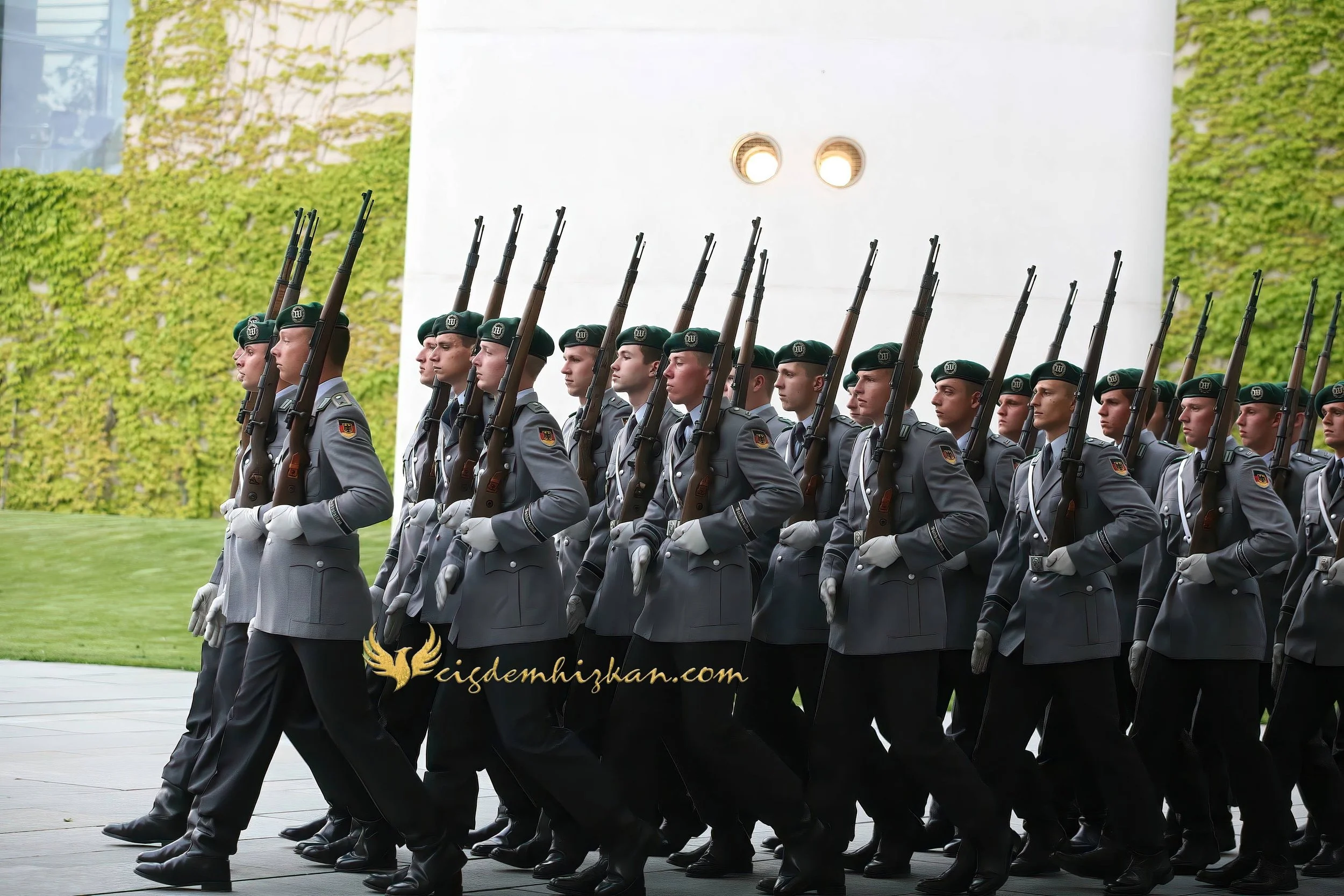 Chancellor Angela Merkel and President Nicolas Sarkozy - Berlin Bundestag 2007 - "Merkozy": Franco-German Relations - Sarkozy's inaugural visit to Berlin - Military Ceremony

