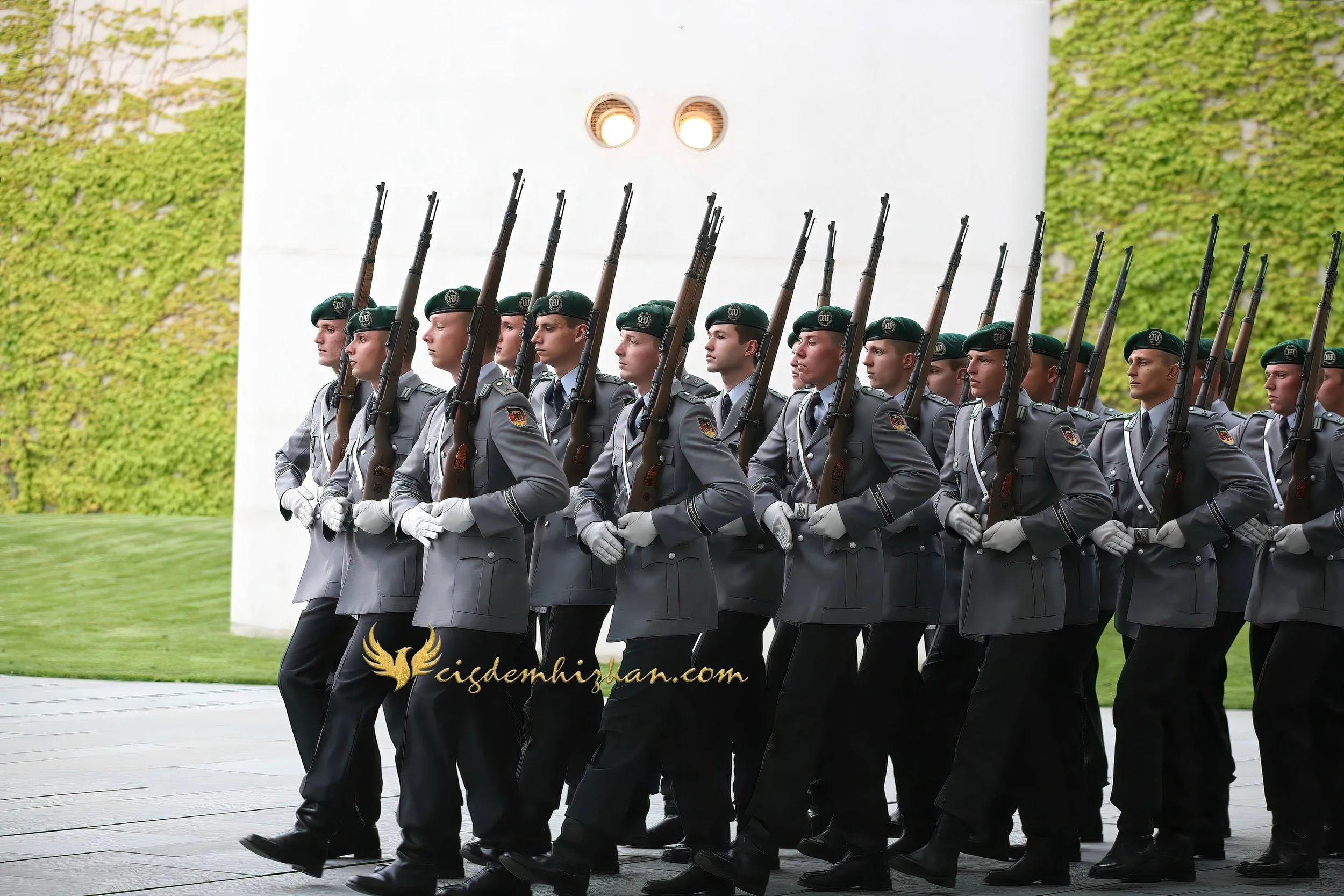 Chancellor Angela Merkel and President Nicolas Sarkozy - Berlin Bundestag 2007 - "Merkozy": Franco-German Relations - Sarkozy's inaugural visit to Berlin - Military Ceremony

