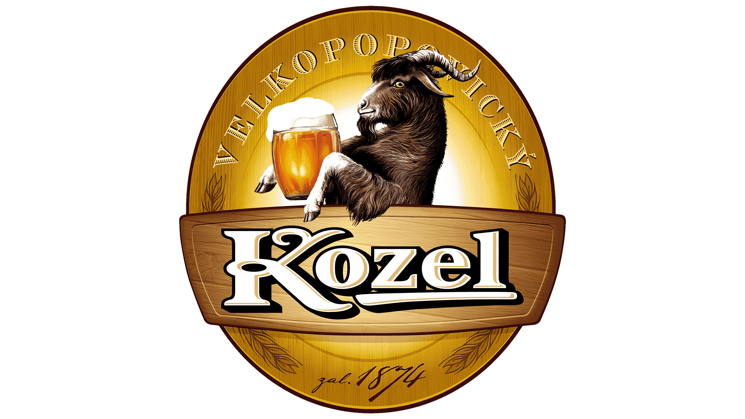 A circular logo featuring a goat holding a beer mug. The goat is standing on its hind legs with a friendly expression. The background of the logo is yellow with a wooden signboard at the bottom displaying the text 'Koze' and the establishment's opening year 'est. 1574'. The words 'Kozorop' and 'lichki' are curved around the top of the circle.
