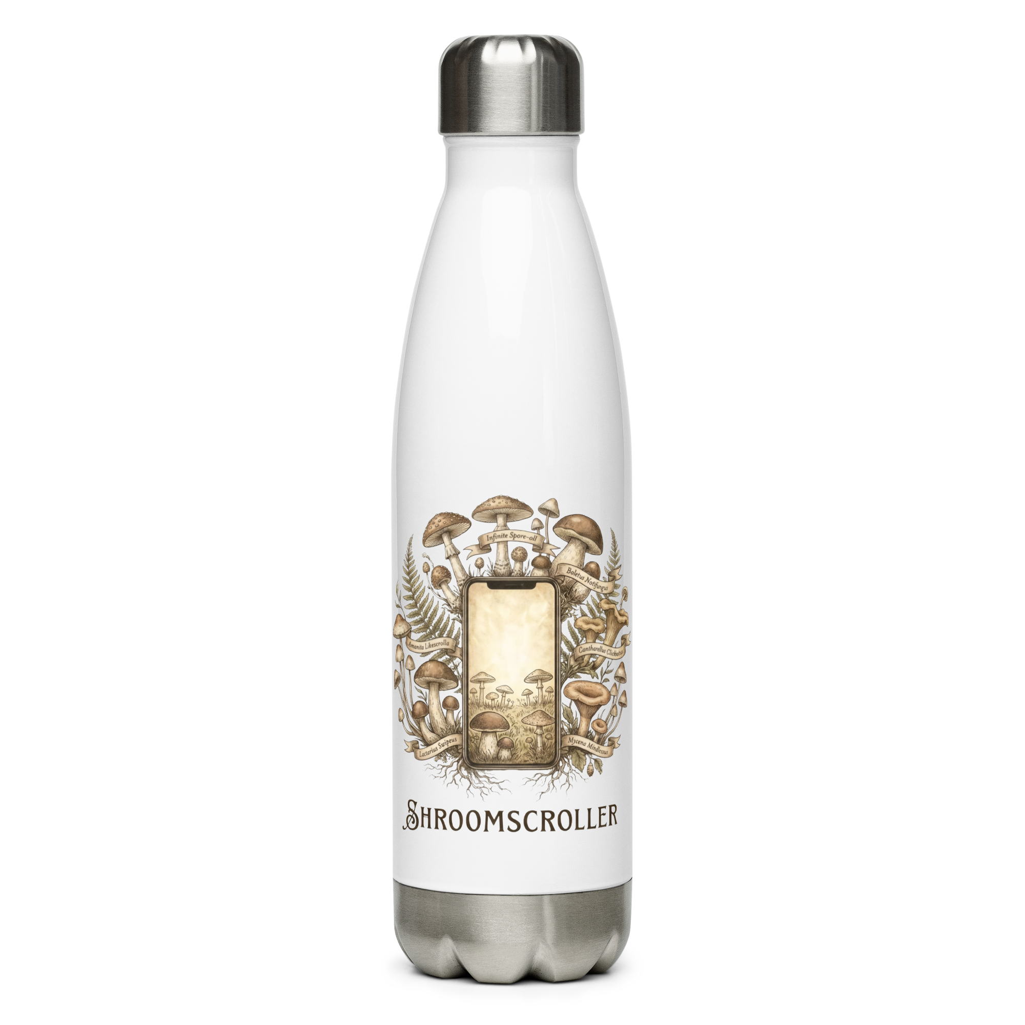 Shroomscroller Emblem Stainless steel water bottle