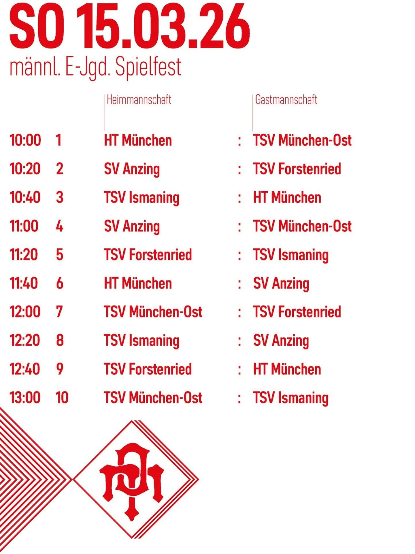 Yeah - wieder 2 volle Tage Heimspiele diese Wochenende 🙌

Kommt in unsere Ost-Hochburg 🏰 in der Orleanshalle beim Ostbahnhof. Wir freuen uns auf Euch 🙌🤗

❤️🤍

#verliebtinost