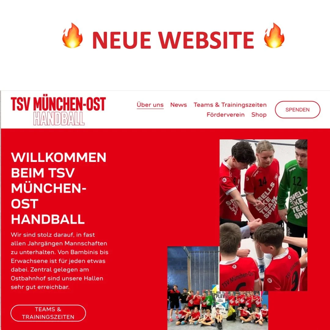 Wir haben eine neues Design f&uuml;r unsere TSV M&uuml;nchen-Ost Handball Website 🔥

Wie gefallen Euch unser Design und Layout? 

https://www.tsv-muenchen-ost-handball.de/

Gro&szlig;es Dankesch&ouml;n an @sandrasteh, die uns hier gro&szlig;artig be